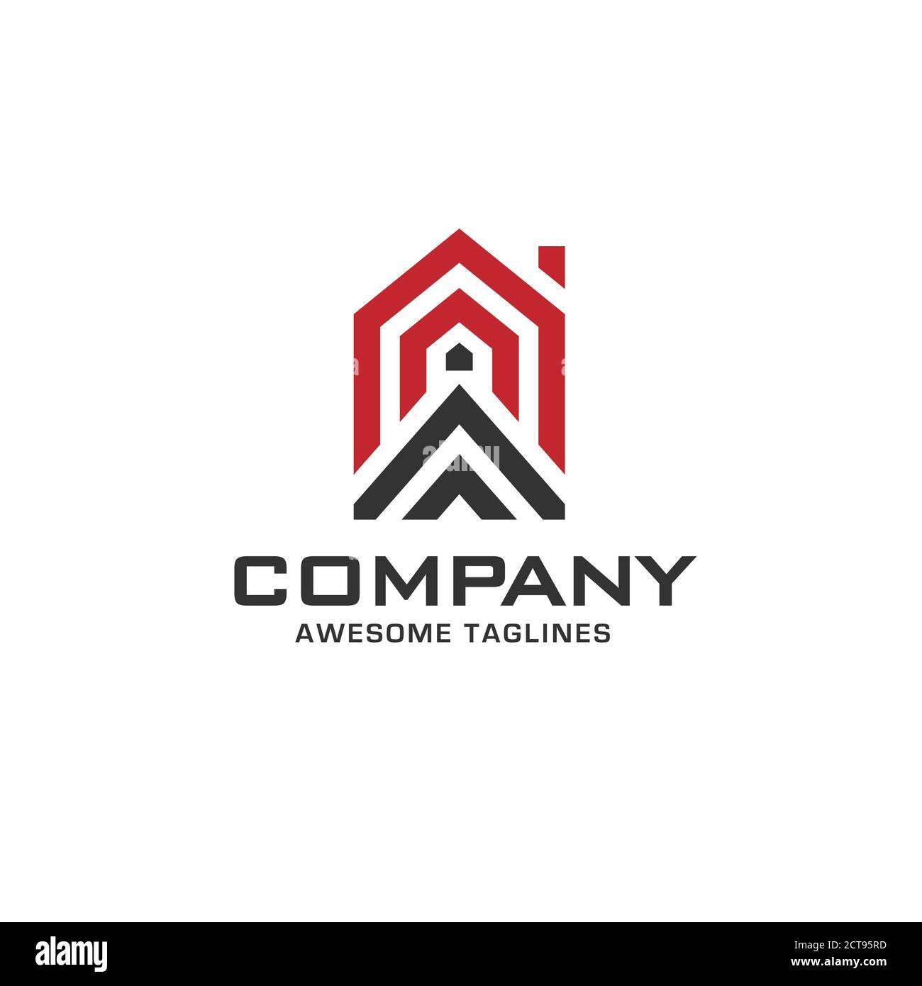 Creative Simple line house geometrico logo vettoriale, Premium Building Vector illustrazione logo design Illustrazione Vettoriale