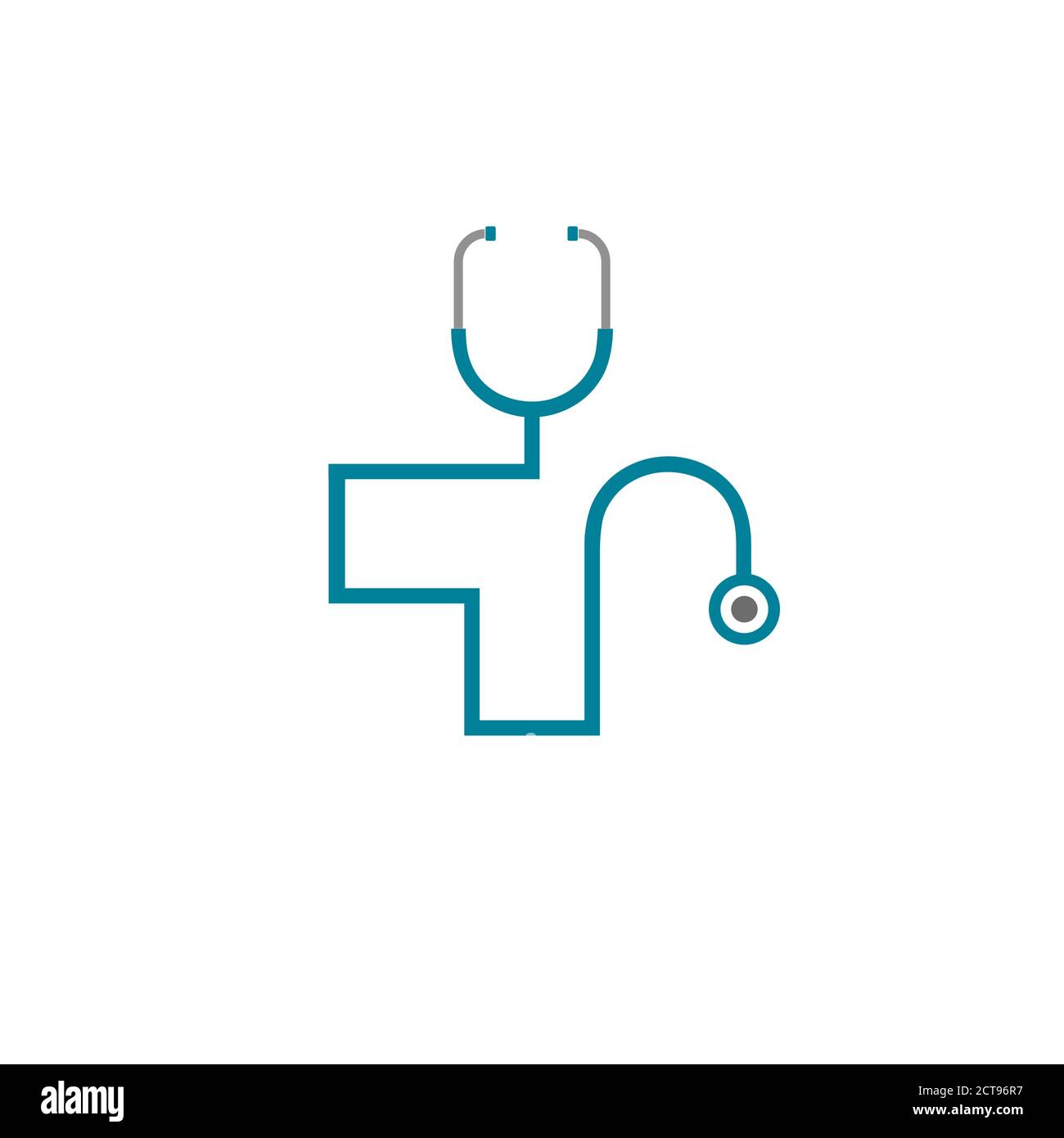 Il disegno del logo del medico e del vettore di illustrazione per i simboli medici e di sanità. Illustrazione Vettoriale