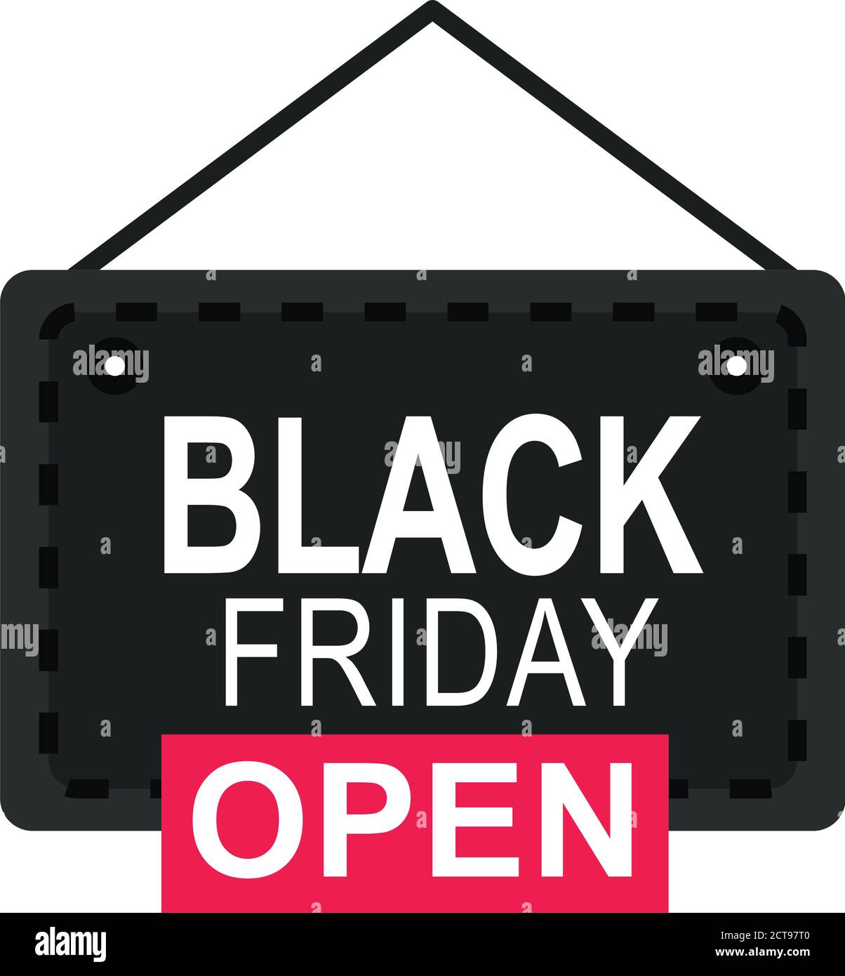 black friday, open shop porta tavola speciale stagione icona flat stile vettoriale illustrazione Illustrazione Vettoriale