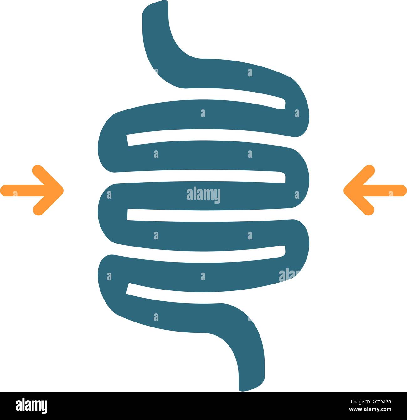 Icona a colori del colon volvulus sigmoid. Malattie organi interni, simbolo dell'intestino Illustrazione Vettoriale