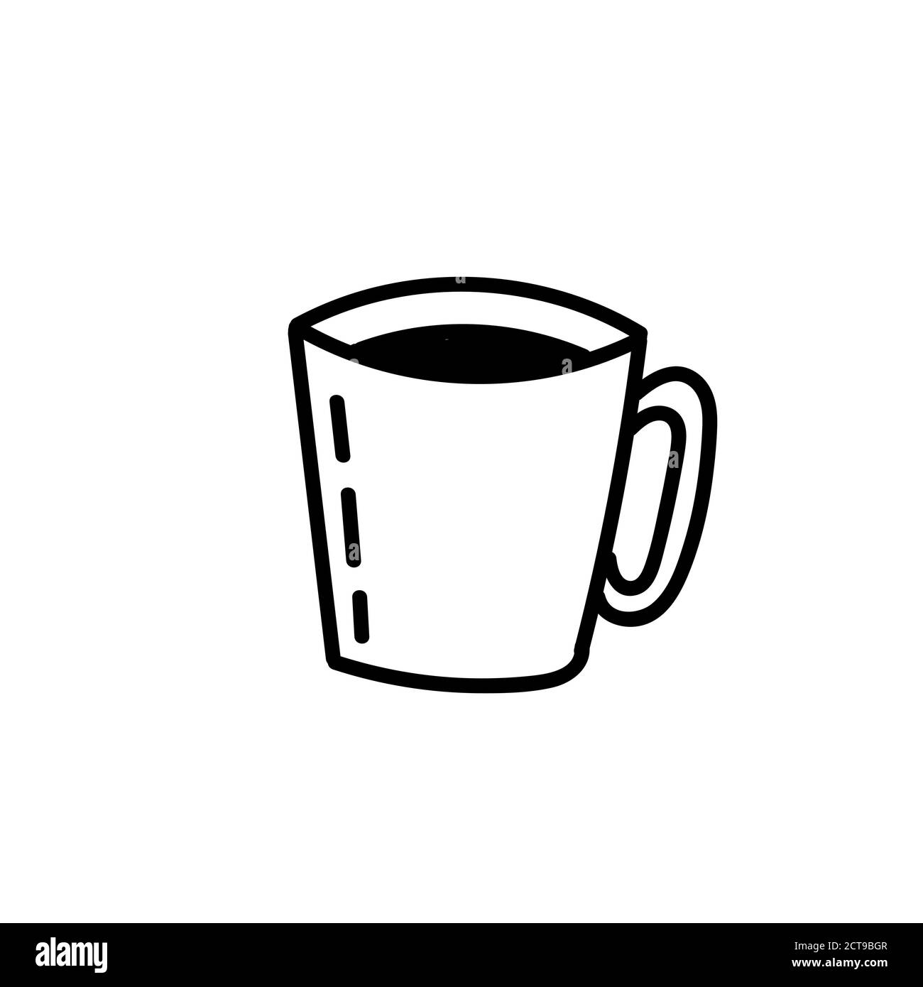 Tazza di doodle disegnata a mano con tè caldo o caffè. Elemento di Natale. Illustrazione Vettoriale