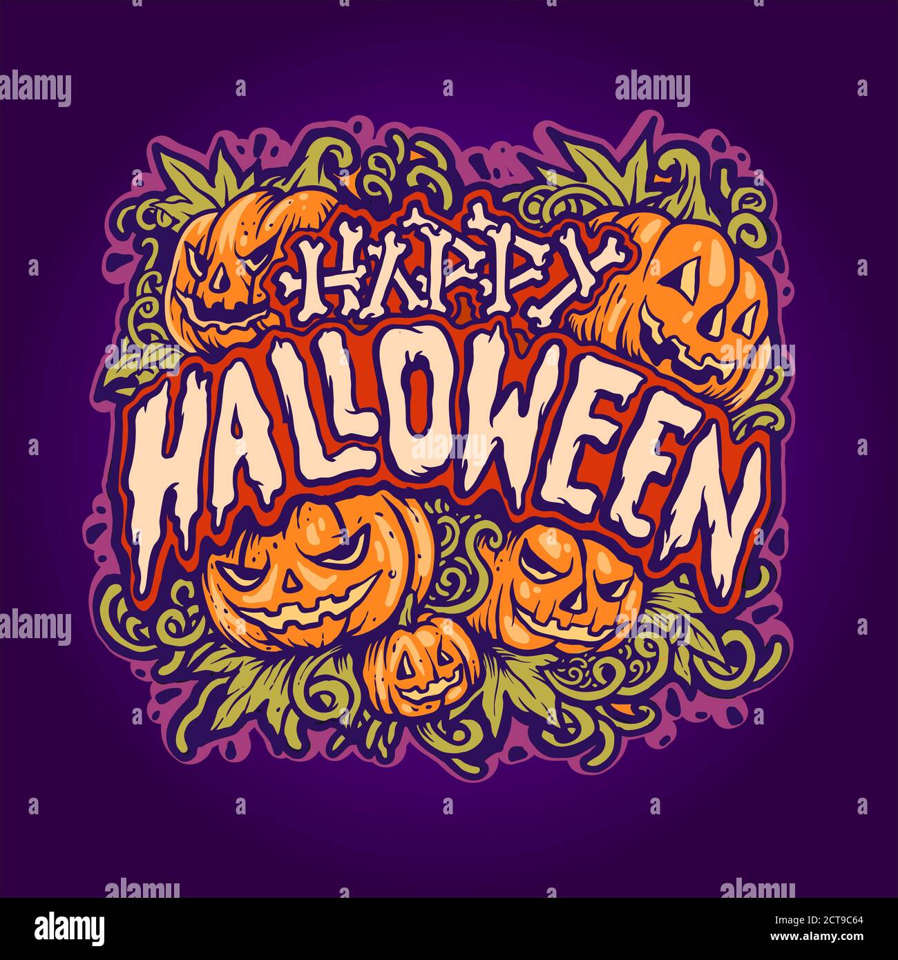 Happy halloween Jack o’lantern illustrazioni di base per poster pubblicazioni e. linea di abbigliamento merci Foto Stock