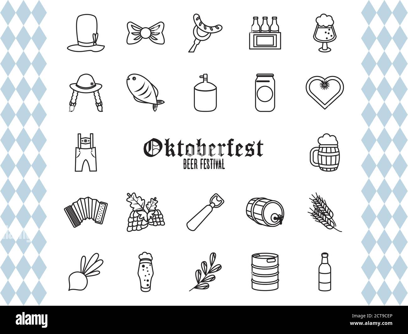 bundle di ventidue icone oktoberfest set disegno vettoriale illustrazione Illustrazione Vettoriale