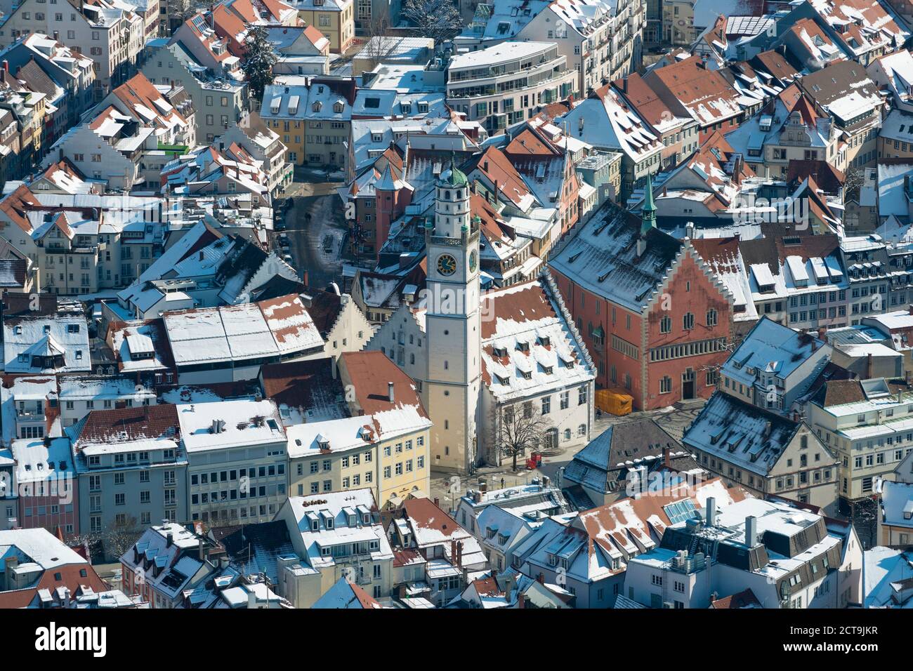 Germania Baden-Wuerttemberg, Ravensburg, Cityscape in inverno, vista aerea Foto Stock