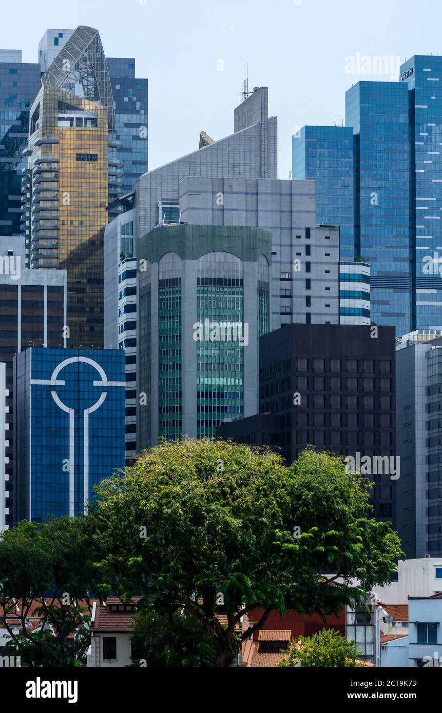 Singapore, Chinatown, vista di edifici ad alta Foto Stock