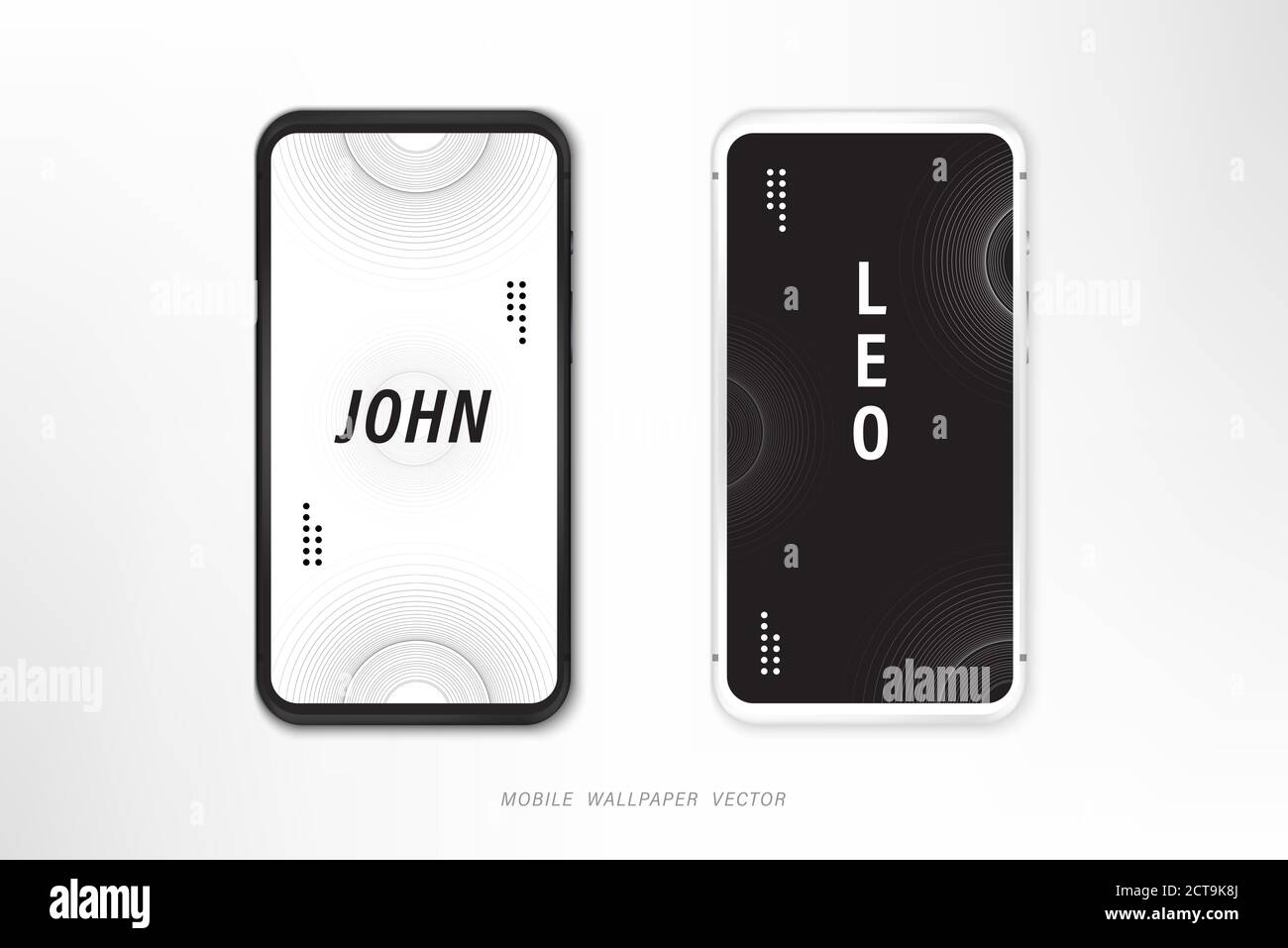 Set di vettori di sfondo del telefono cellulare in bianco e nero tema di risonanza con i nomi delle persone Illustrazione Vettoriale Set di vettori di sfondo del telefono cellulare in bianco e nero tema di risonanza con i nomi delle persone Illustrazione Vettoriale