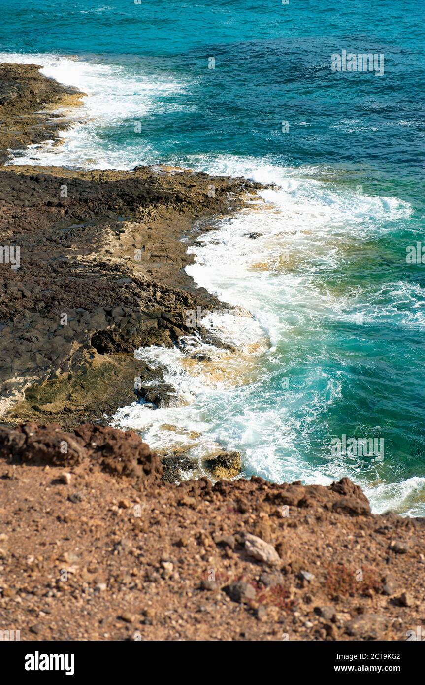 Spagna Fuerteventura, parte di costa rocciosa Foto Stock