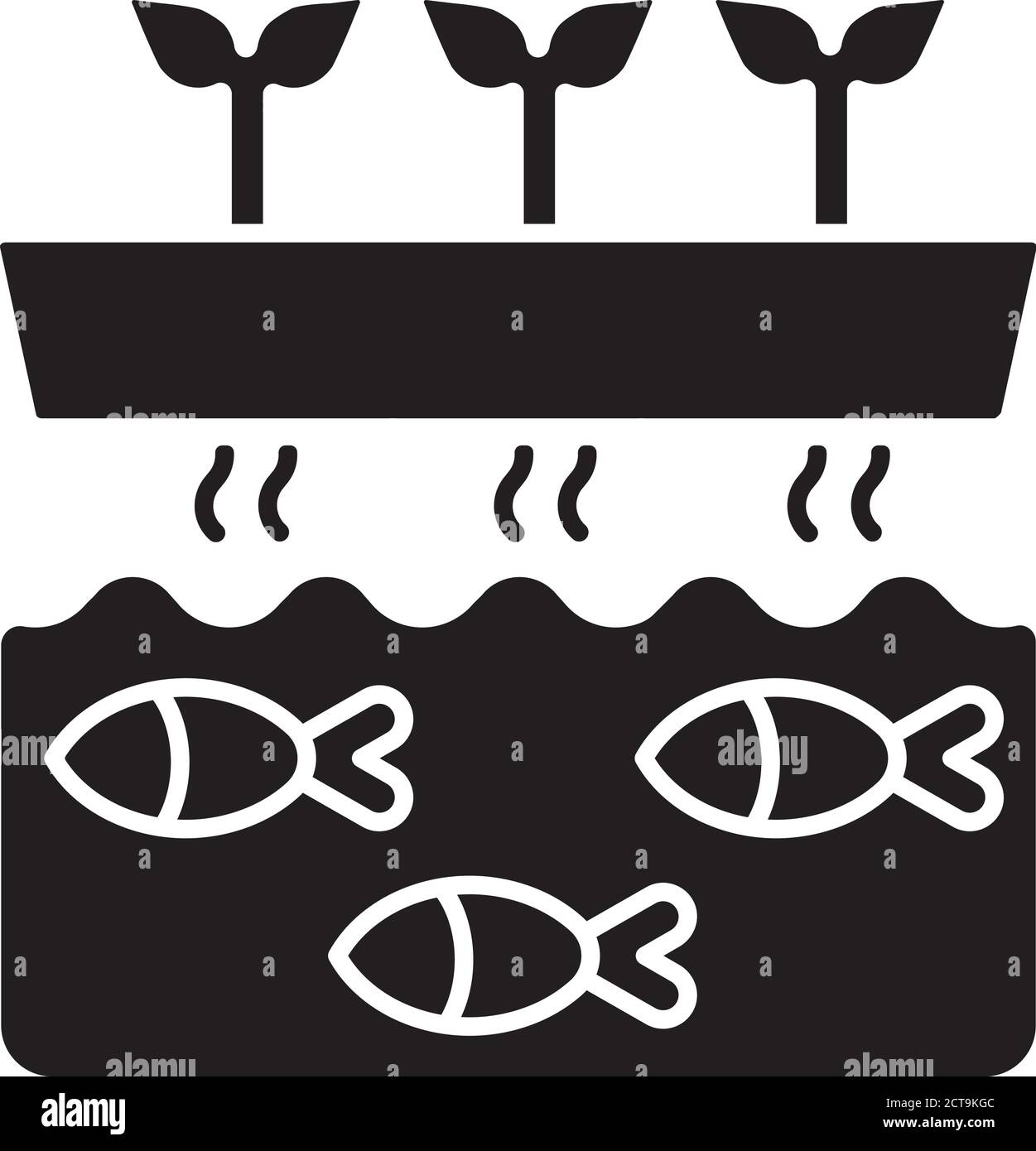 Icona glifo nero aquaponics Illustrazione Vettoriale