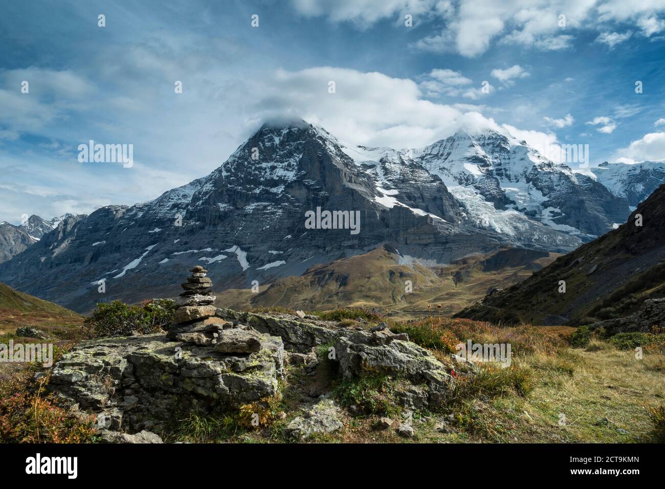 La Svizzera, Berner Alpi, Eiger e Moench, destra Jungfraujoch Foto Stock