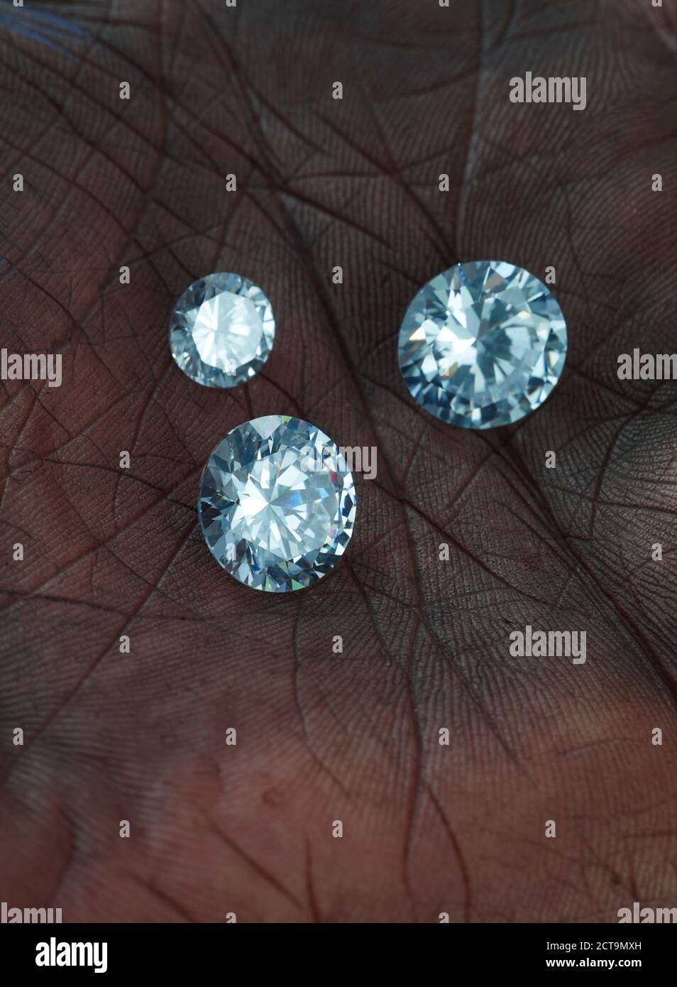 Palm con tre diamanti, close-up Foto Stock