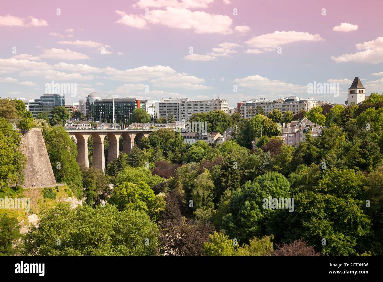 Lussemburgo Il Lussemburgo città, vista città e ponte viadotto Foto Stock