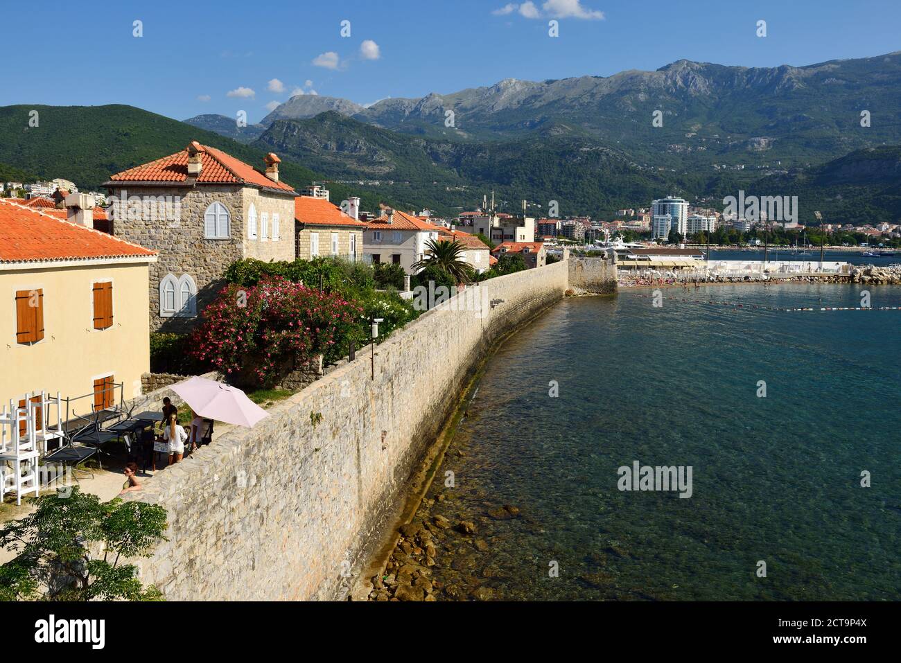 Montenegro Crna Gora, Balcani, vista su Budva Foto Stock