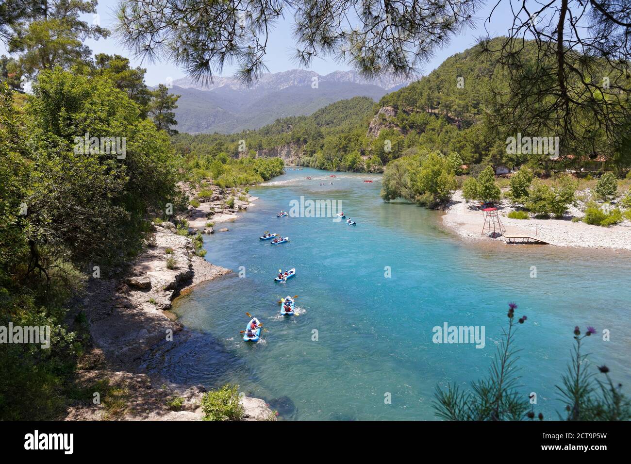 La Turchia, Provincia di Antalya, Manavgat, Koepruelue Canyon National Park, Koepruecay river rafting Foto Stock