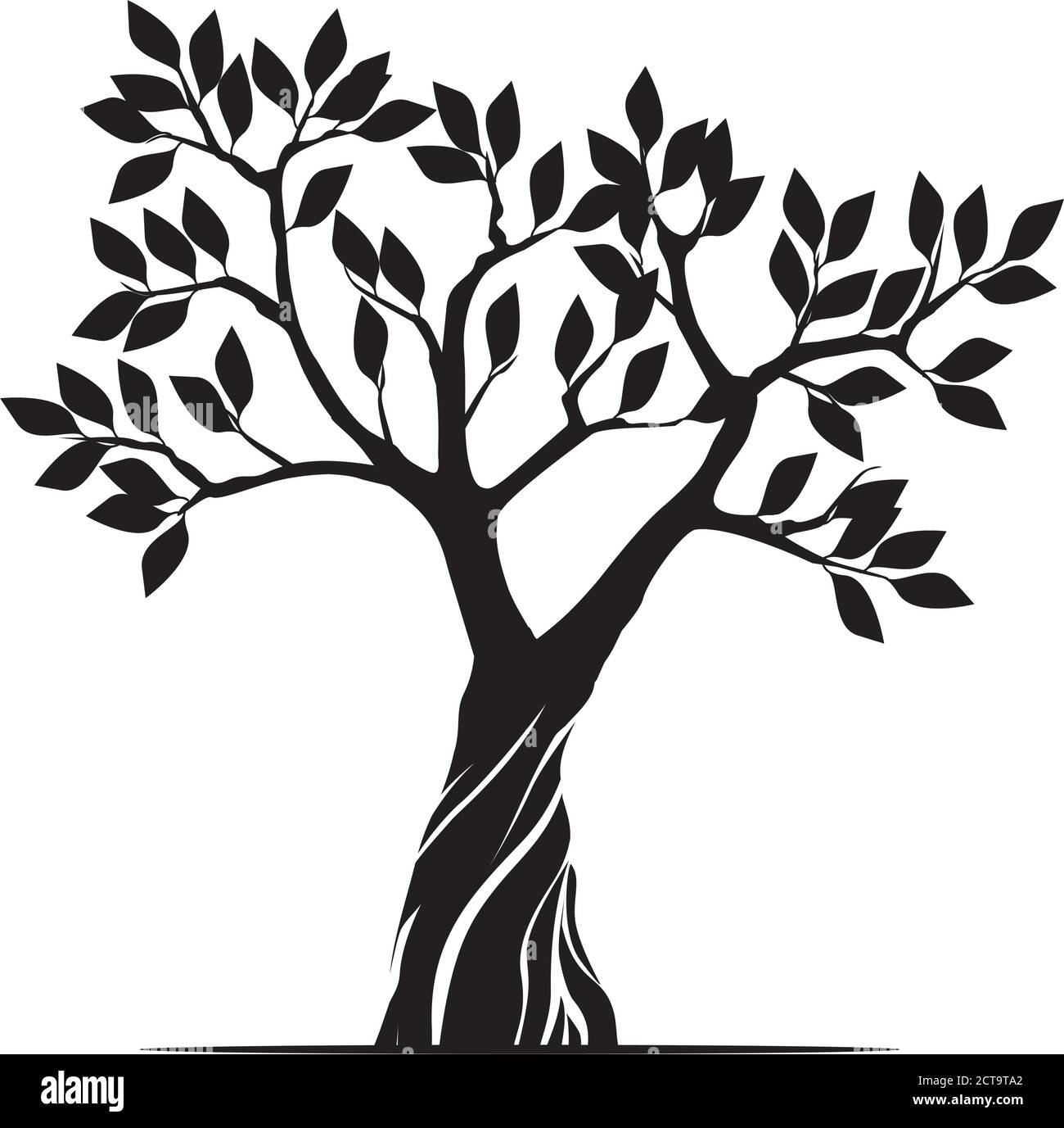 Forma dell'albero nero. Illustrazione del contorno vettoriale. Pianta in Giardino. Illustrazione Vettoriale