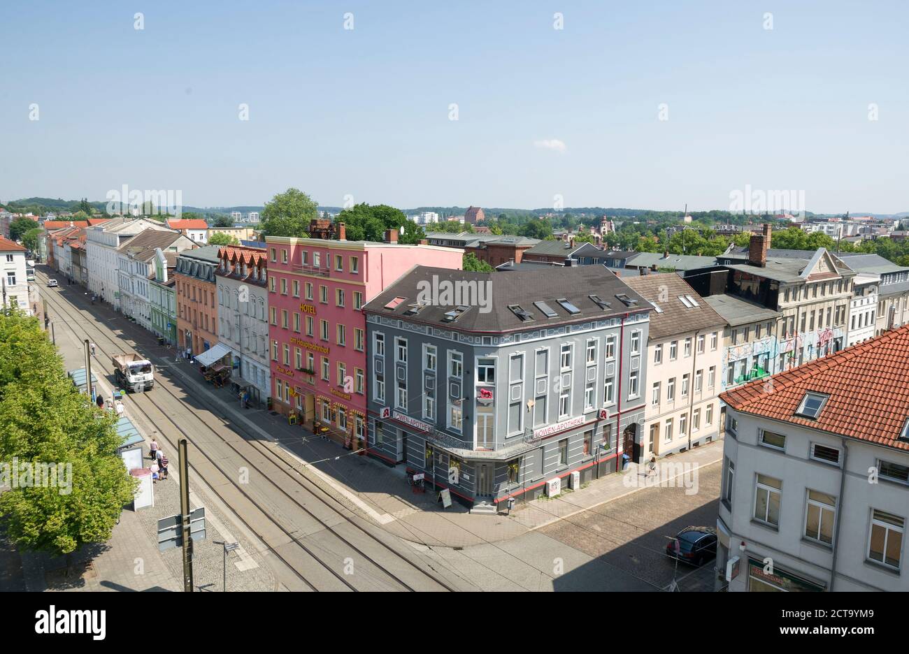 Germania, Schwerin, station square Foto Stock