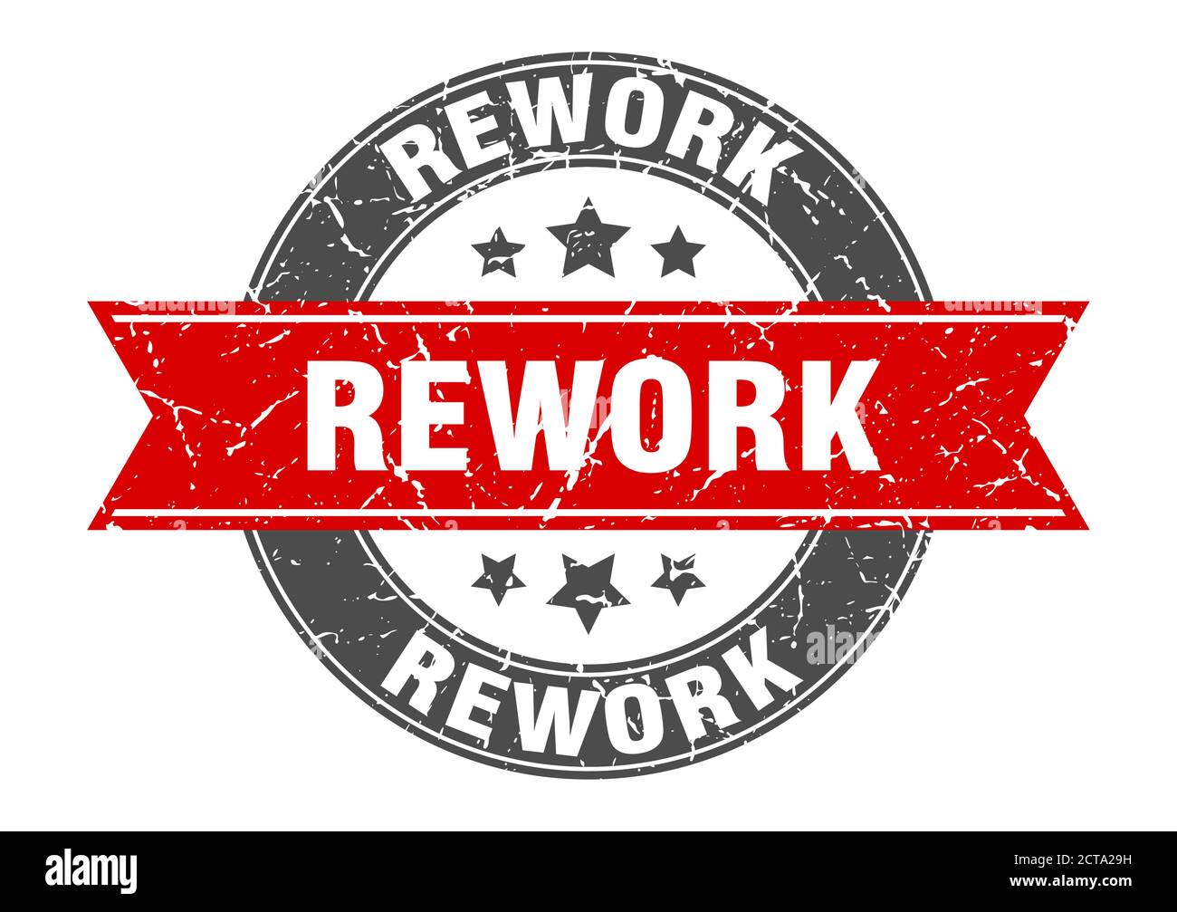 rilavorare il timbro rotondo con l'etichetta del segnale del nastro Illustrazione Vettoriale