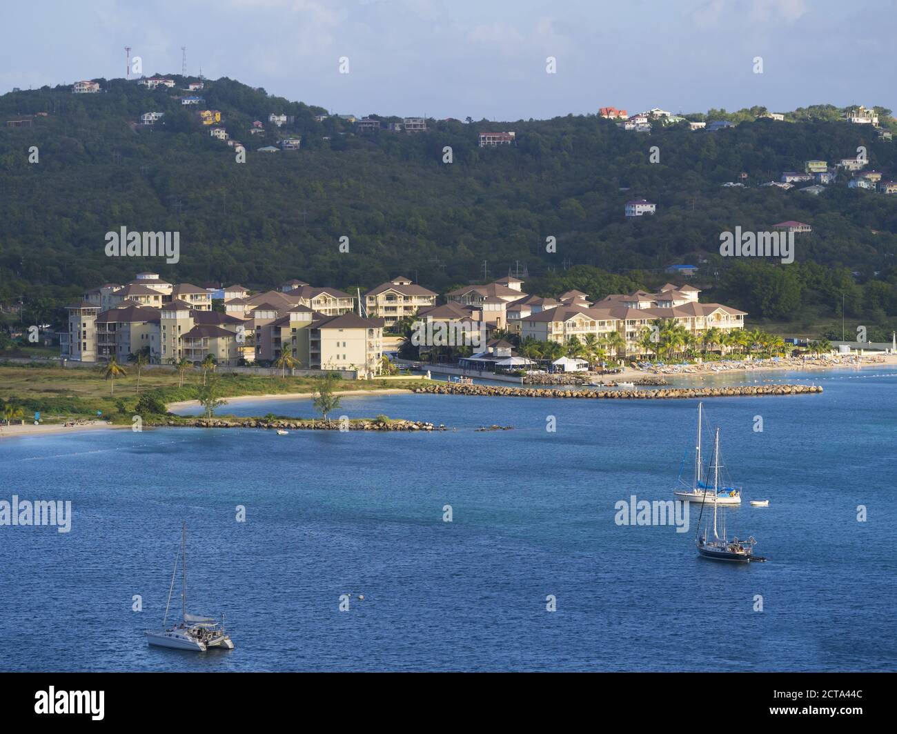 Caraibi, Santa Lucia, vista al di sopra di Rodney Bay Marina Foto Stock