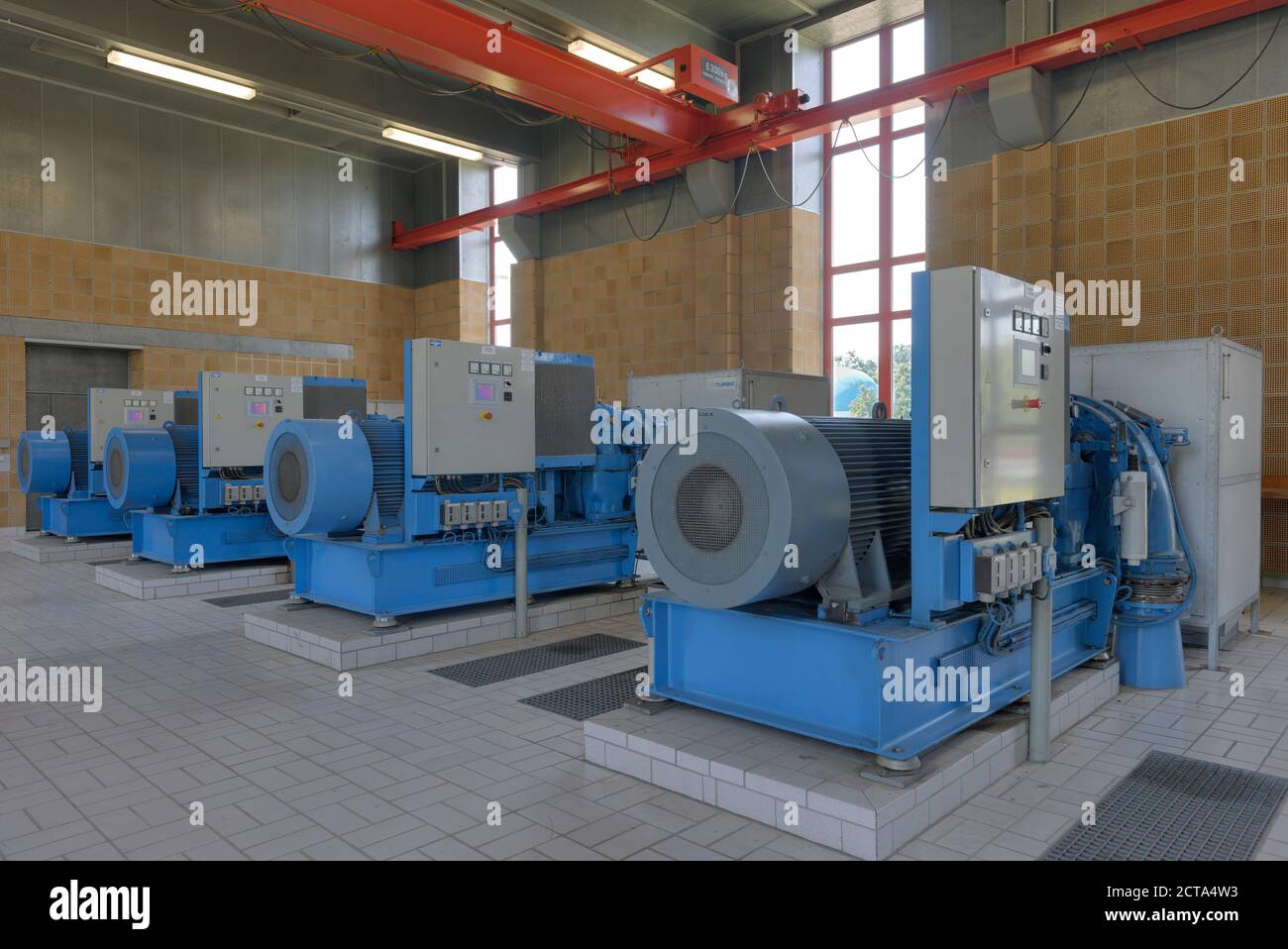 Germania, Baden-Württemberg, impianto di trattamento delle acque, stazione del compressore Foto Stock