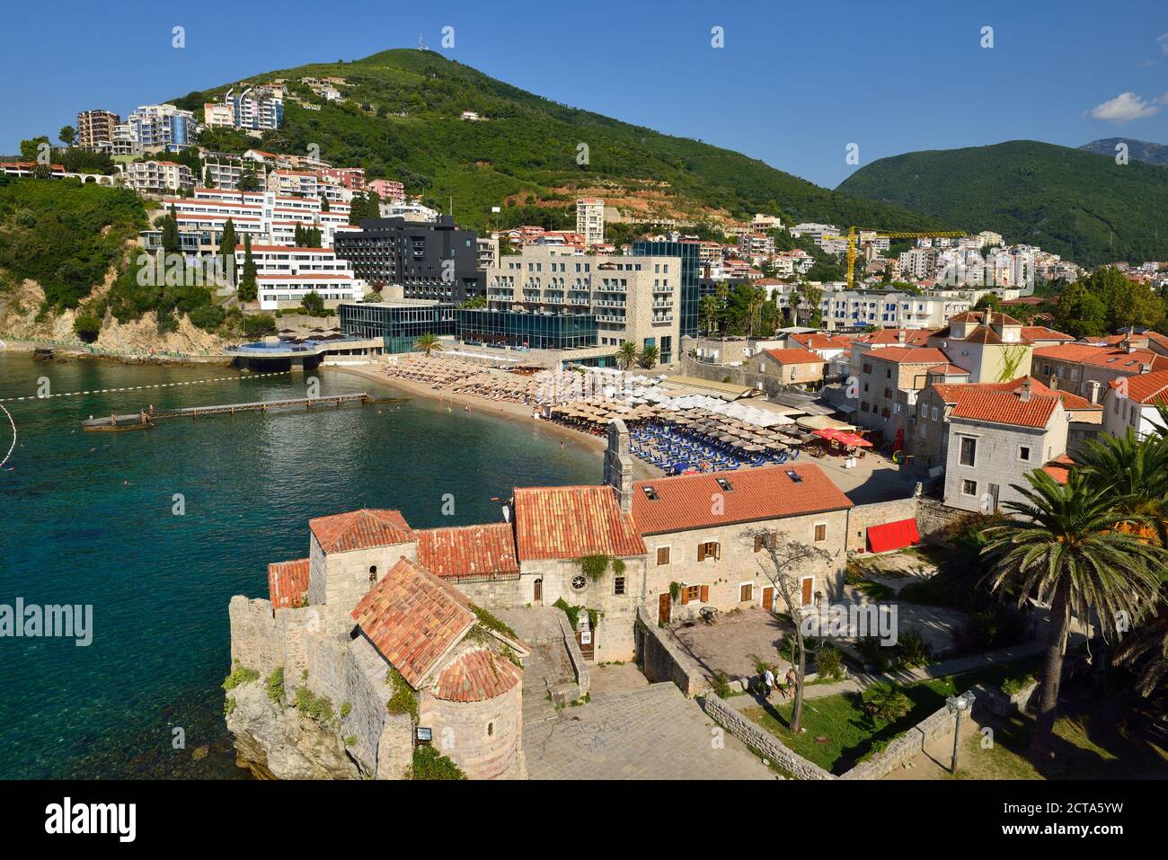 Montenegro Crna Gora, Balcani, vista su Budva Foto Stock