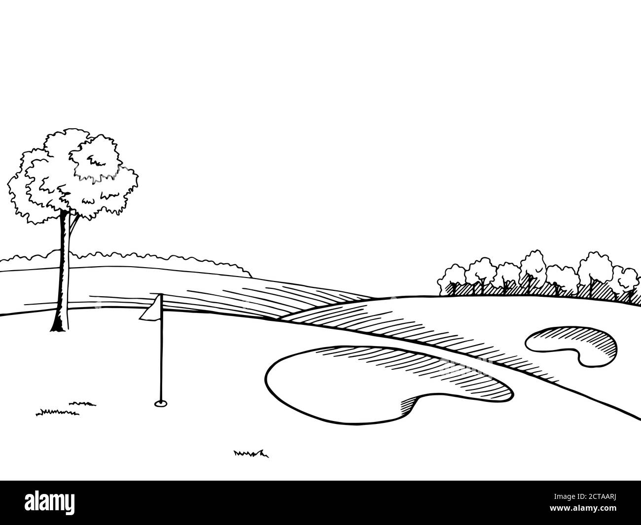 Golf campo grafico arte bianco nero disegno grafico disegno grafico vettoriale Illustrazione Vettoriale