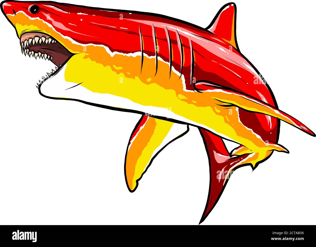 shark rosso arrabbiato vettore illustrazione grafica arte Illustrazione Vettoriale