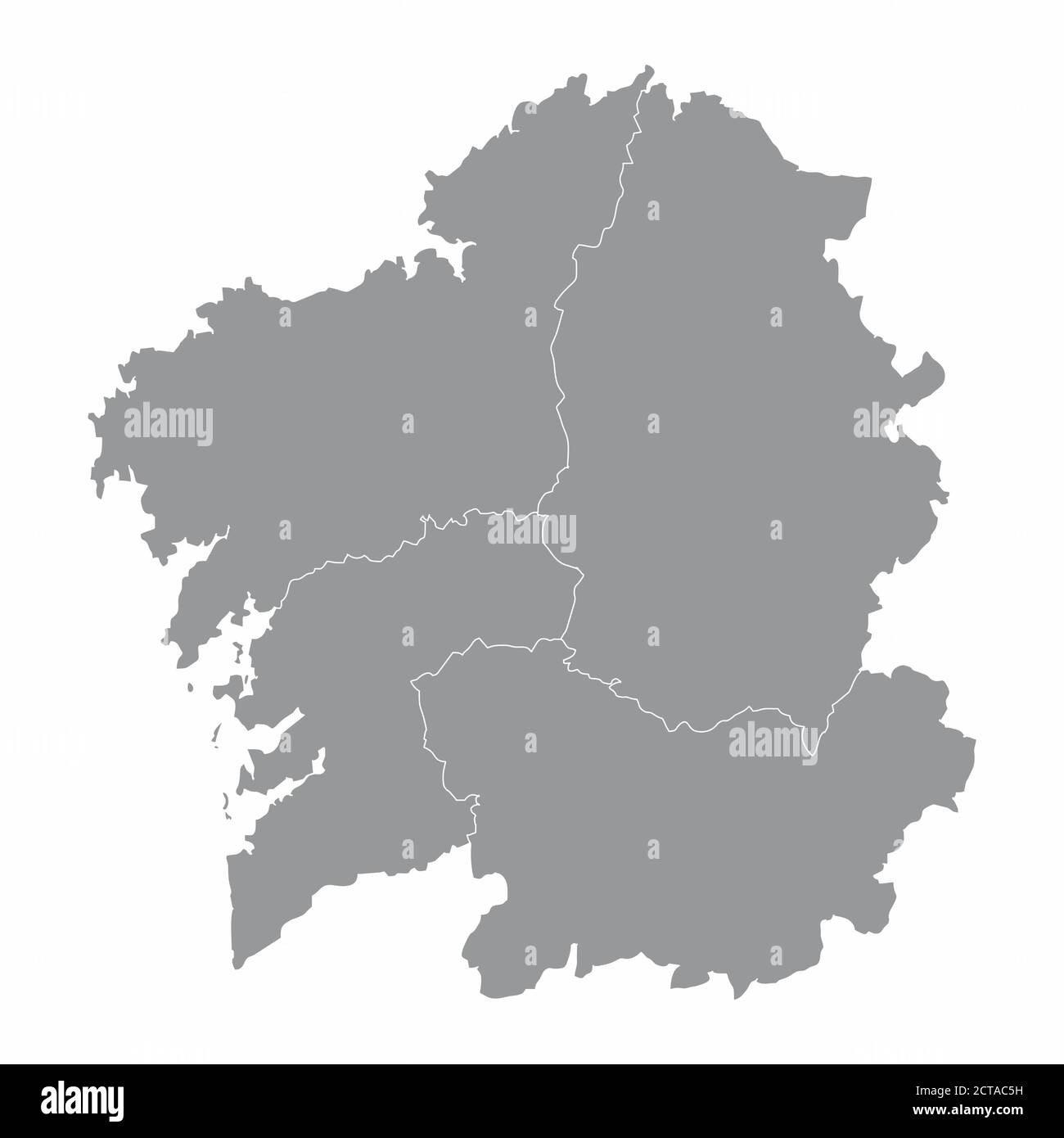 La mappa della regione della Galizia divisa in province, Spagna Illustrazione Vettoriale