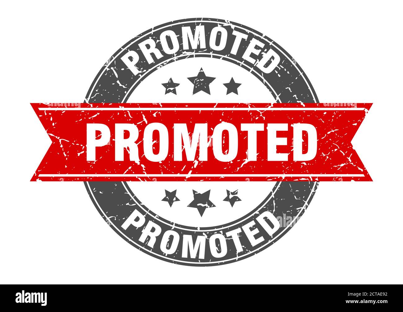 timbro rotondo promosso con nastro. etichetta di segno Illustrazione Vettoriale