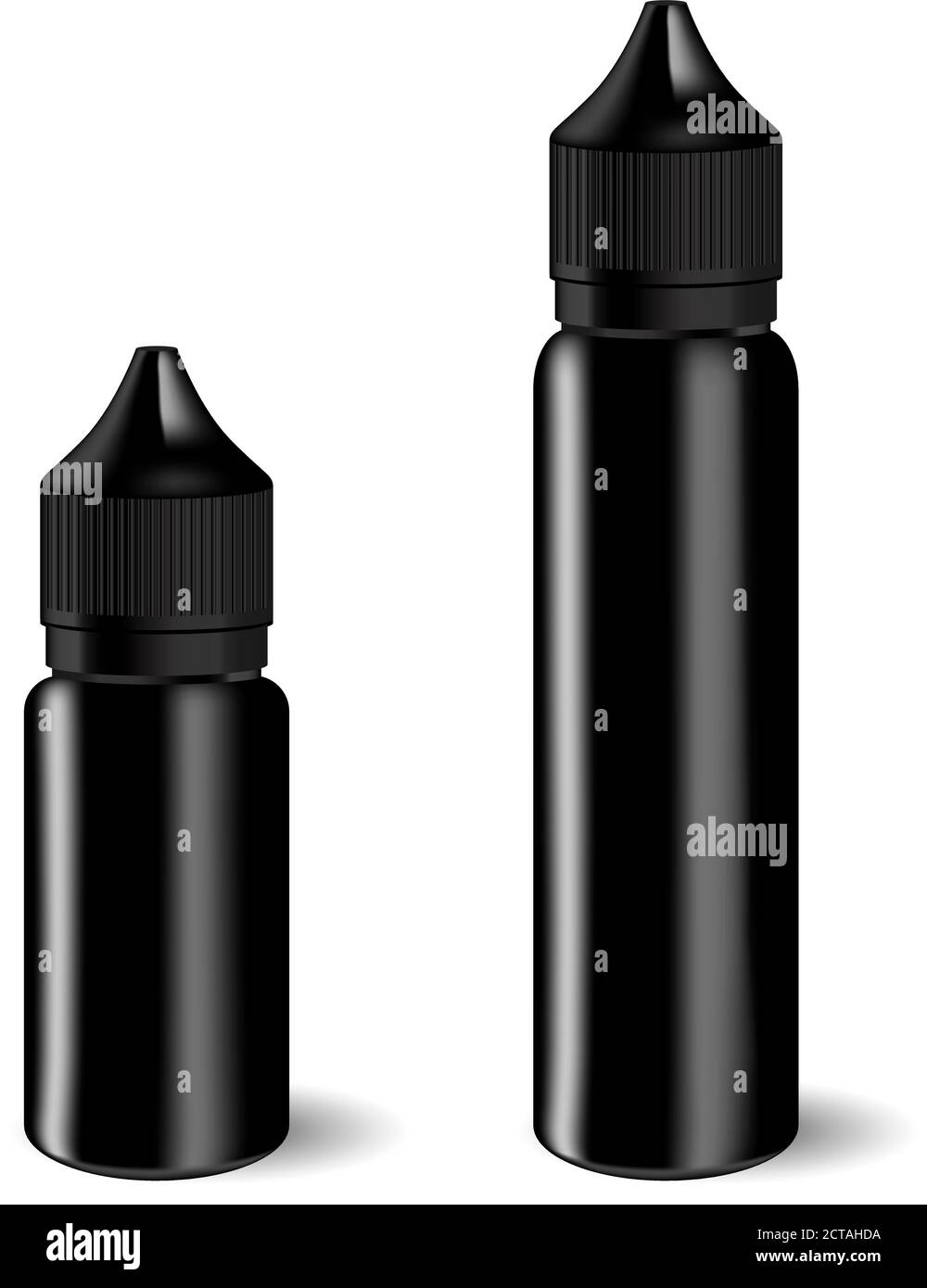 Set di flaconi contagocce per liquidi Vape e di colore nero. Vaso d'olio  essenziale realistico. Contagocce Mock-up contenitore. Fiala cosmetica,  matraccio, fiocchi isolati su un vortico Immagine e Vettoriale - Alamy