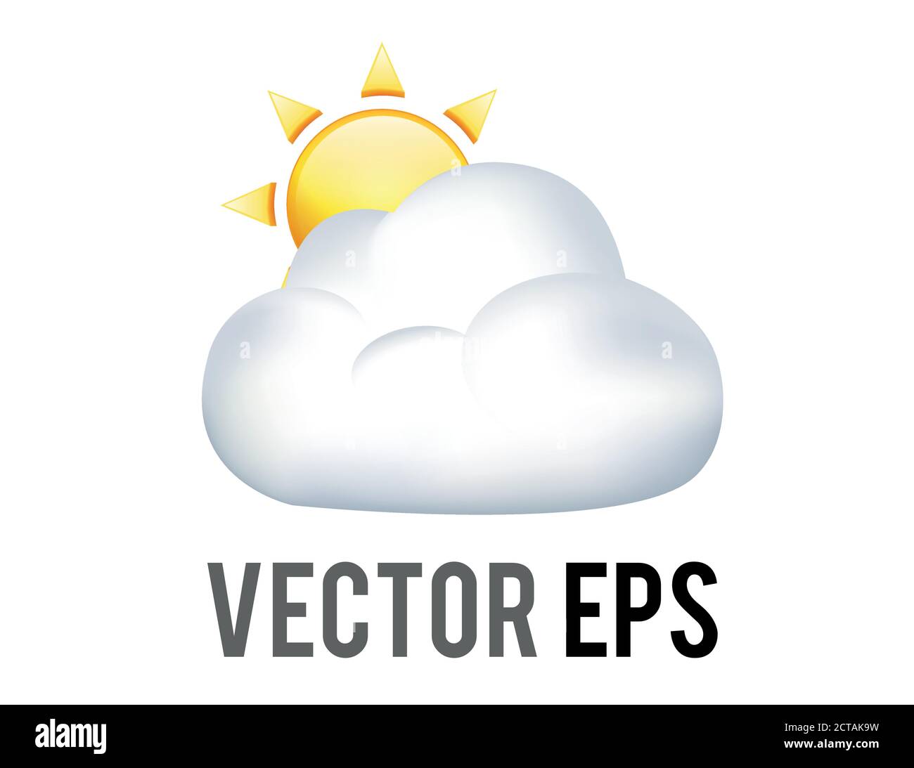 Il vettore gradiente giallo sole brillante dietro grande nuvola bianca icona Illustrazione Vettoriale