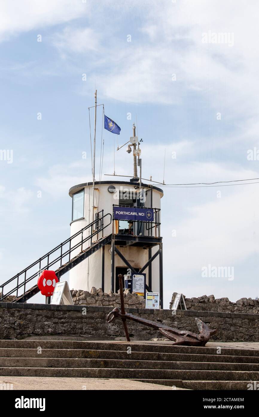 Porthcawl NCI Station una vecchia torre vittoriana Pilot Lookout, costruita nel 1870. Porthcawl Bridgend Wales UK Foto Stock