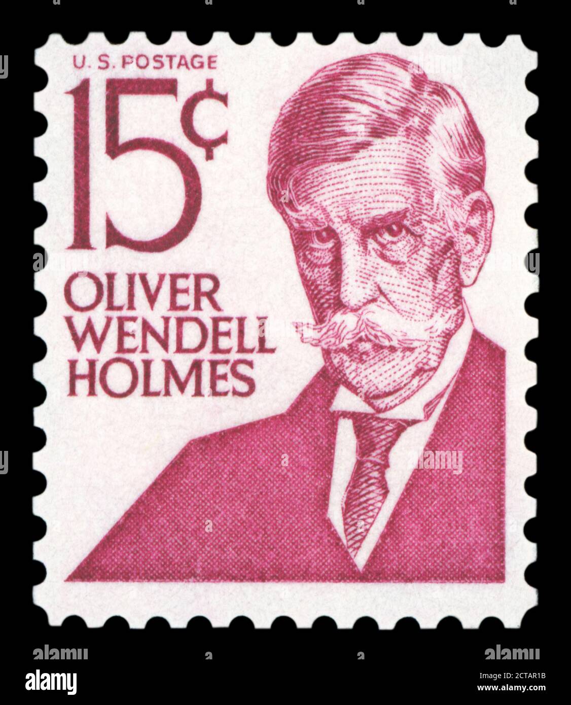 STATI UNITI - CIRCA 1965: Timbro stampato negli Stati Uniti (USA), immagine del ritratto Oliver Wendell Holmes, con la stessa iscrizione, della serie Foto Stock