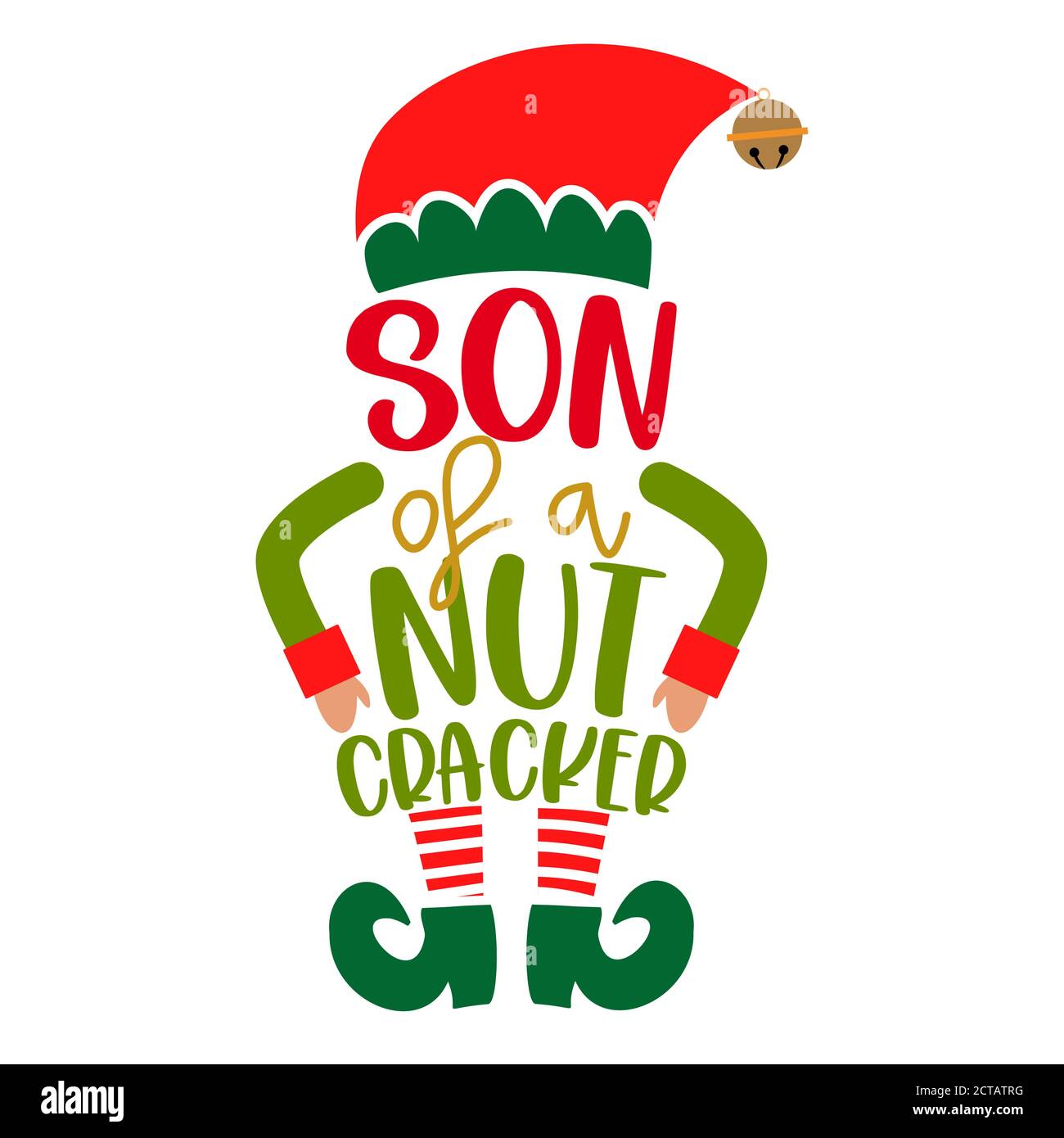 Figlio di uno Schiaccianoci - frase per abiti di Elfo di Natale / bambino o brutti maglioni. Scritte disegnate a mano per biglietti di auguri e inviti di Natale. Buono per t- Illustrazione Vettoriale