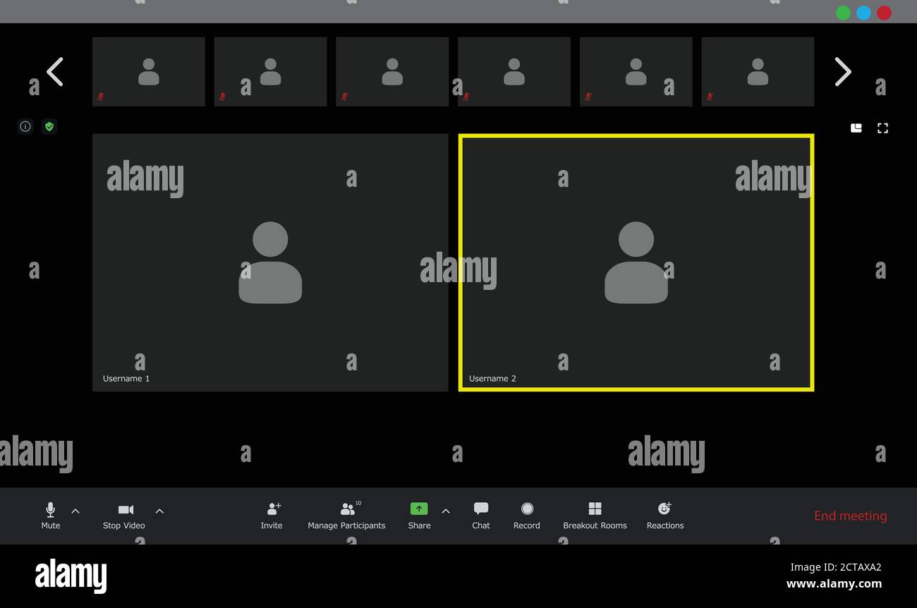 Interfaccia utente per videoconferenza, sovrapposizione finestra chiamate in videoconferenza Illustrazione Vettoriale