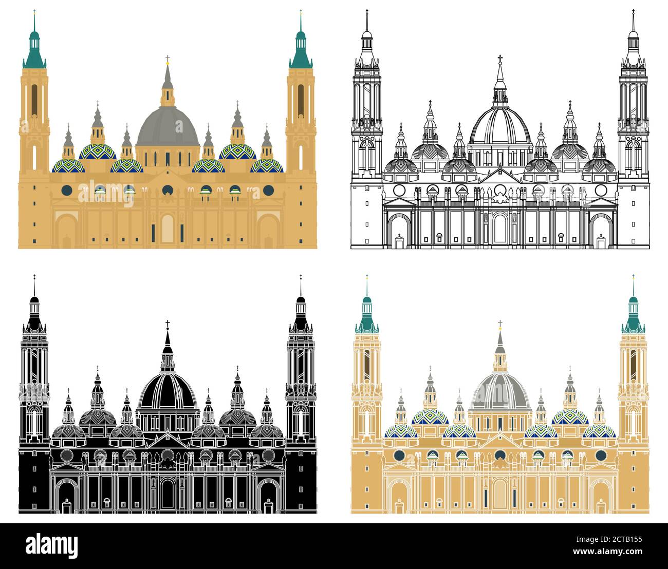 Basilica nostra Signora, Saragozza, Spagna Illustrazione Vettoriale