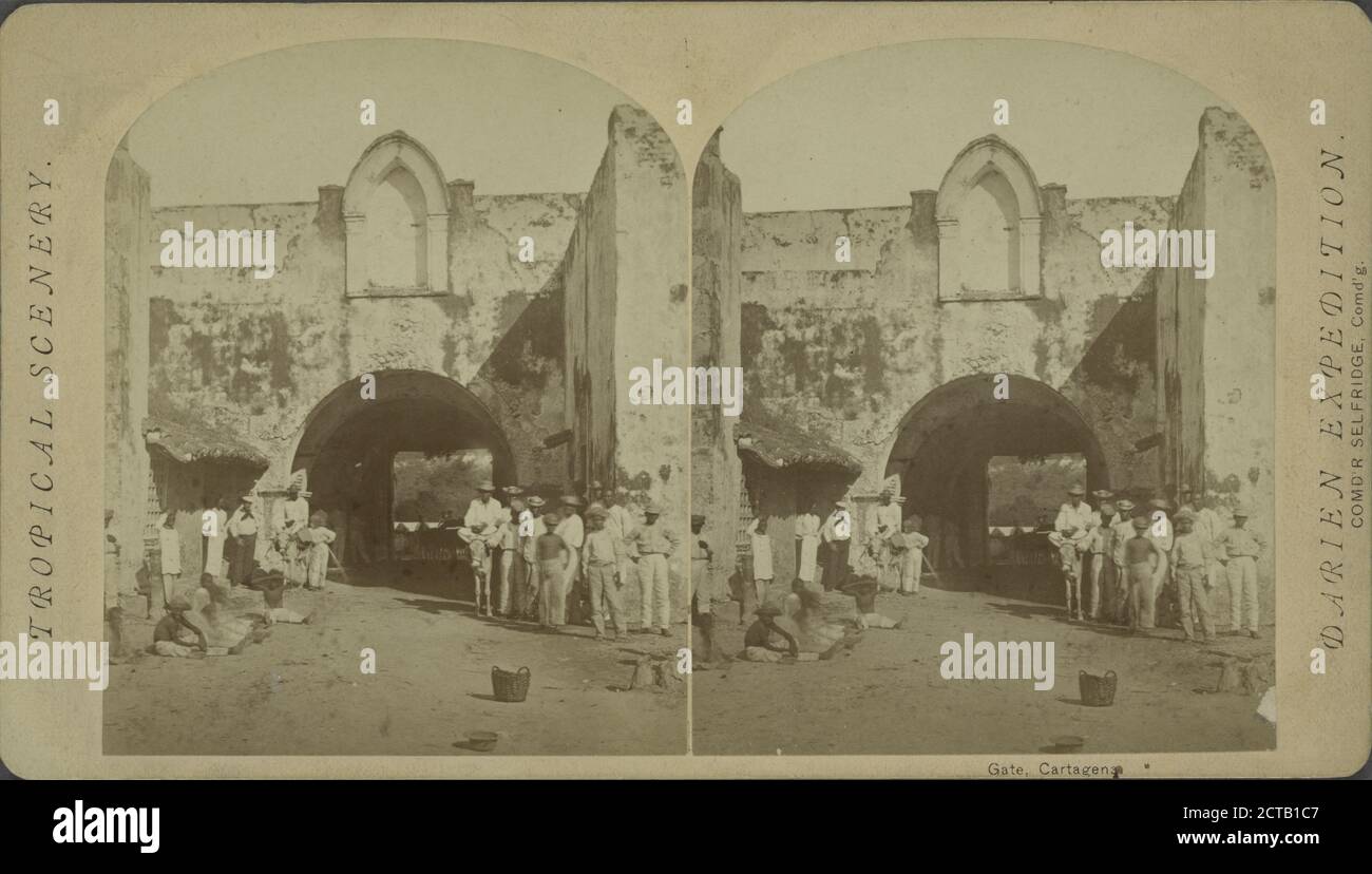Porta, Cartagena., immagine statica, Stereografi, 1850 - 1930 Foto Stock