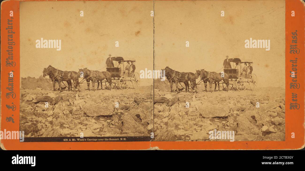 A Mt. Washington Carriage, vicino al vertice N.H., Adams, S. F. (n. 1844), carrozze e pullman, Animal Teams, New Hampshire, Washington, Mount (N.H Foto Stock