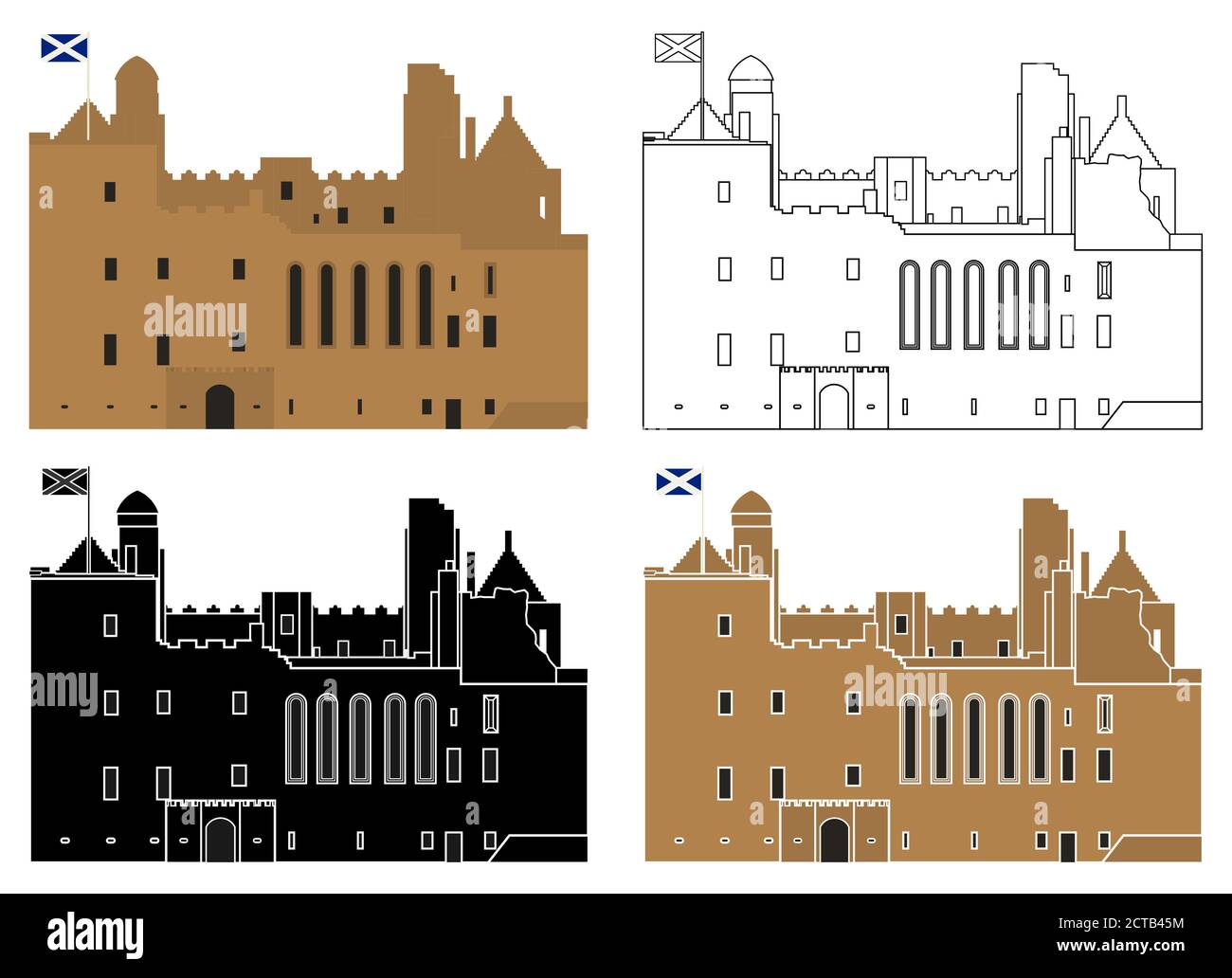 Palazzo reale scozzese di Linlithgow, Regno Unito. Illustrazione Vettoriale
