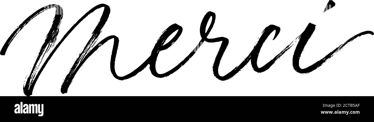 Grazie in francese inchiostro pennello vettoriale lettering. Illustrazione Vettoriale