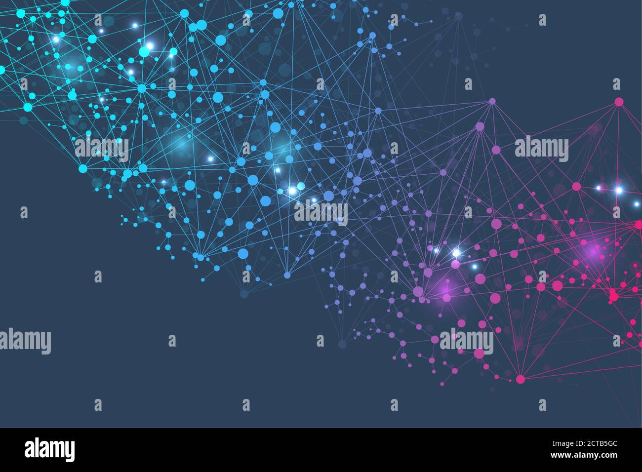 Molecola di struttura e di comunicazione. Dna, Atom, neuroni. Concetto scientifico per il design. Linee collegate con punti. Medical, tecnologia Illustrazione Vettoriale