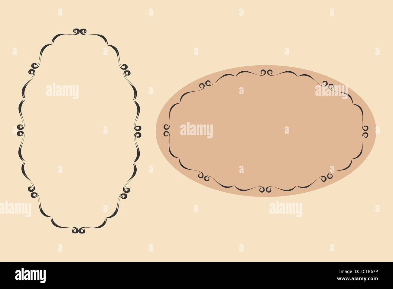 Cornice ovale decorativa per schede web. Cornice ricurva ornamentale creativa stilizzata, sfondo nero, colori blu fichedelico. eps vettoriale 10 Illustrazione Vettoriale