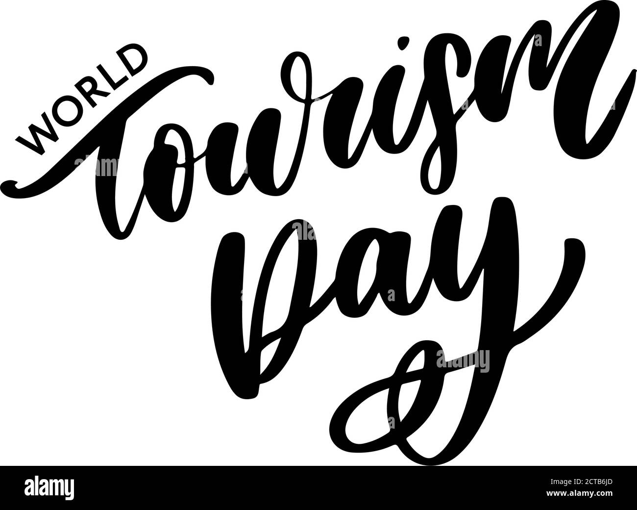 Bella scritta per il giorno del turismo. Giornata Mondiale del Turismo. Illustrazione Vettoriale