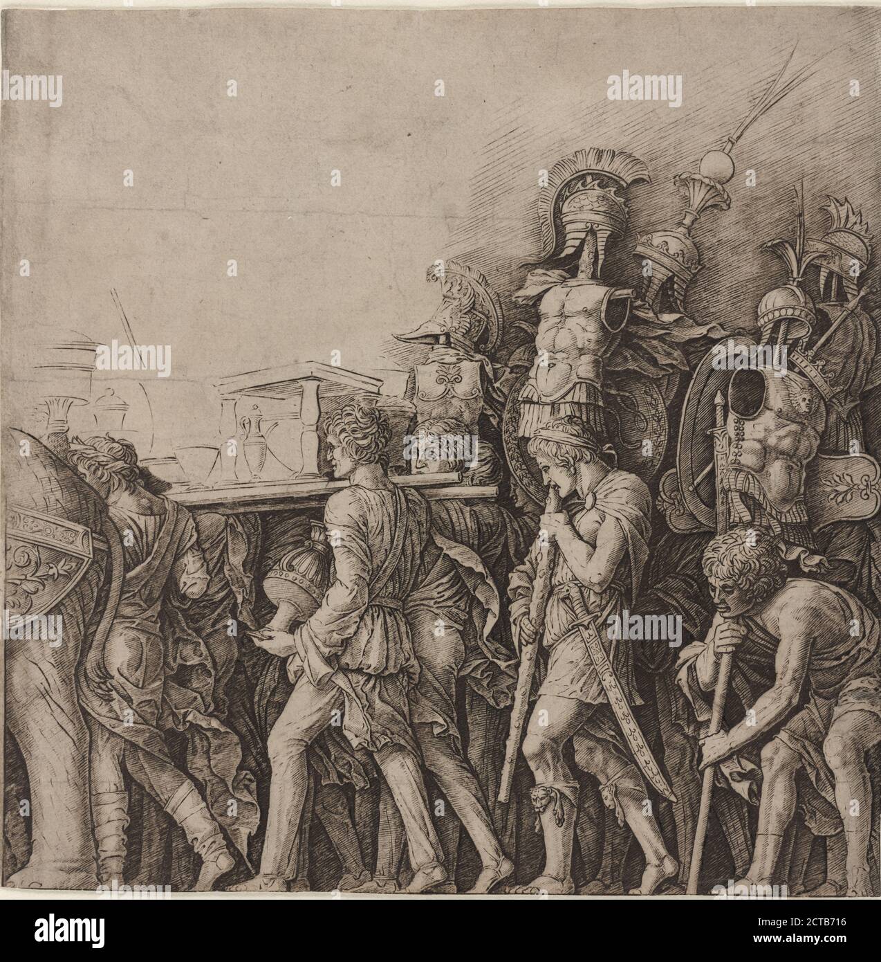 Il Trionfo di Cesare: Soldati che portano Trofei, immagine fissa, stampe, 1475, Mantegna, Andrea, 1431-1506 Foto Stock