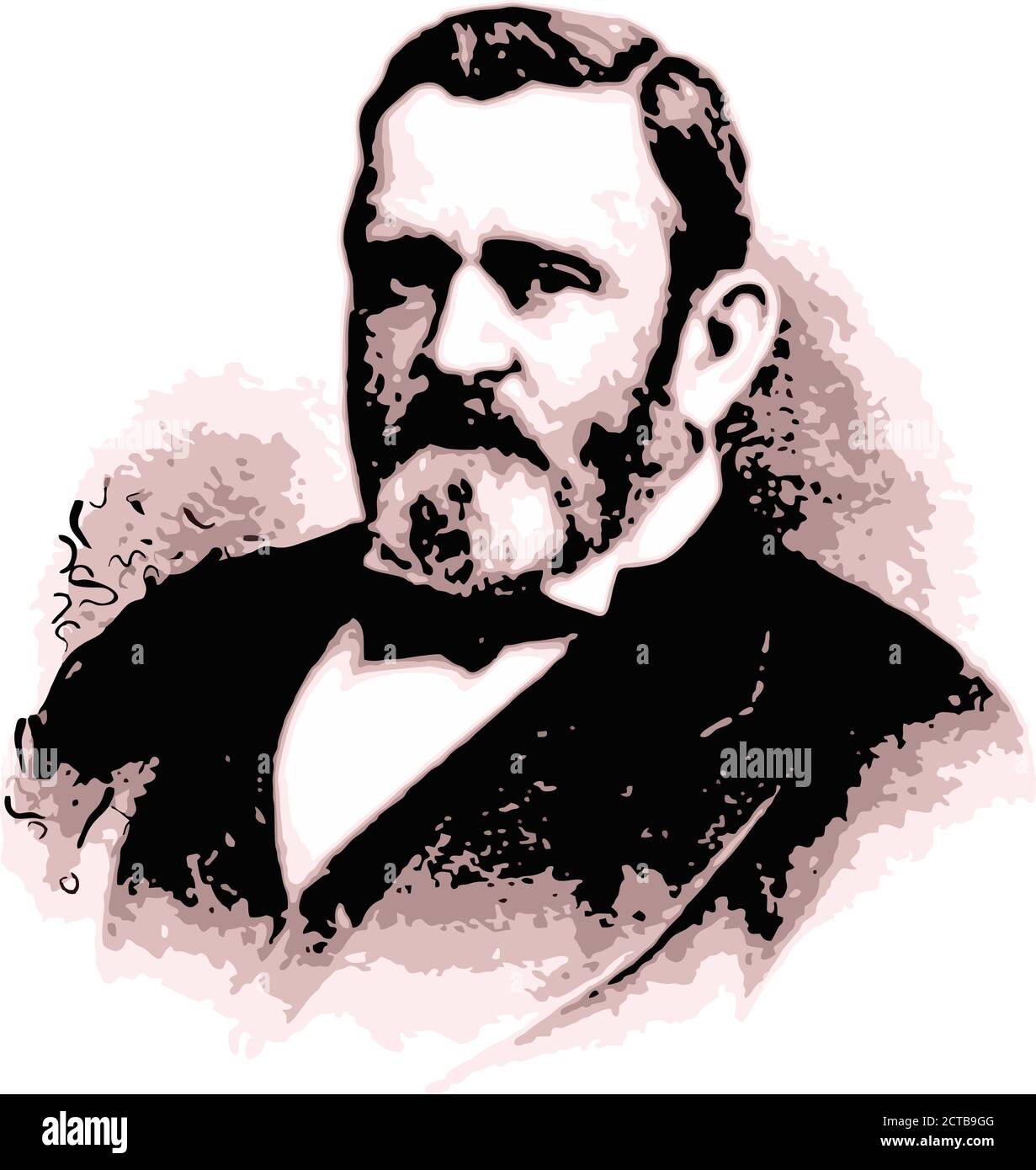 Ritratto vettoriale del presidente Ulysses S. Grant. Grant Ulysses S. Grant (1822 – 1885) è stato un Illustrazione Vettoriale