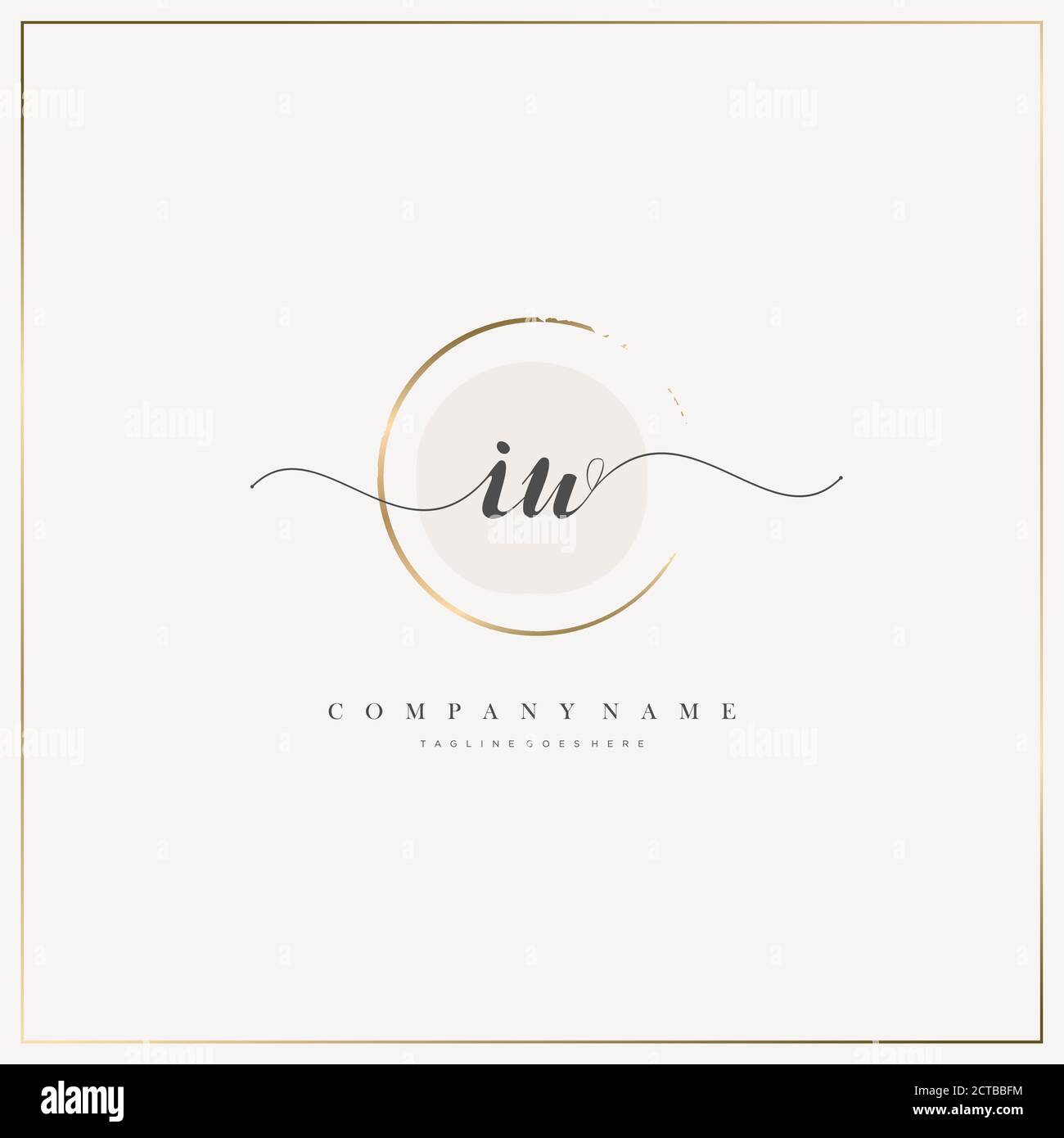 IW lettera iniziale logo calligrafia vettore modello disegnato a mano, logo per bellezza, cosmetici, matrimoni, moda e business Illustrazione Vettoriale