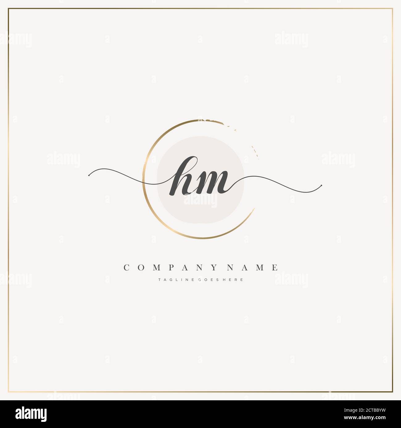 HM lettera iniziale logo lettera disegnato a mano modello vettore, logo per la bellezza, cosmetici, matrimoni, moda e business Illustrazione Vettoriale