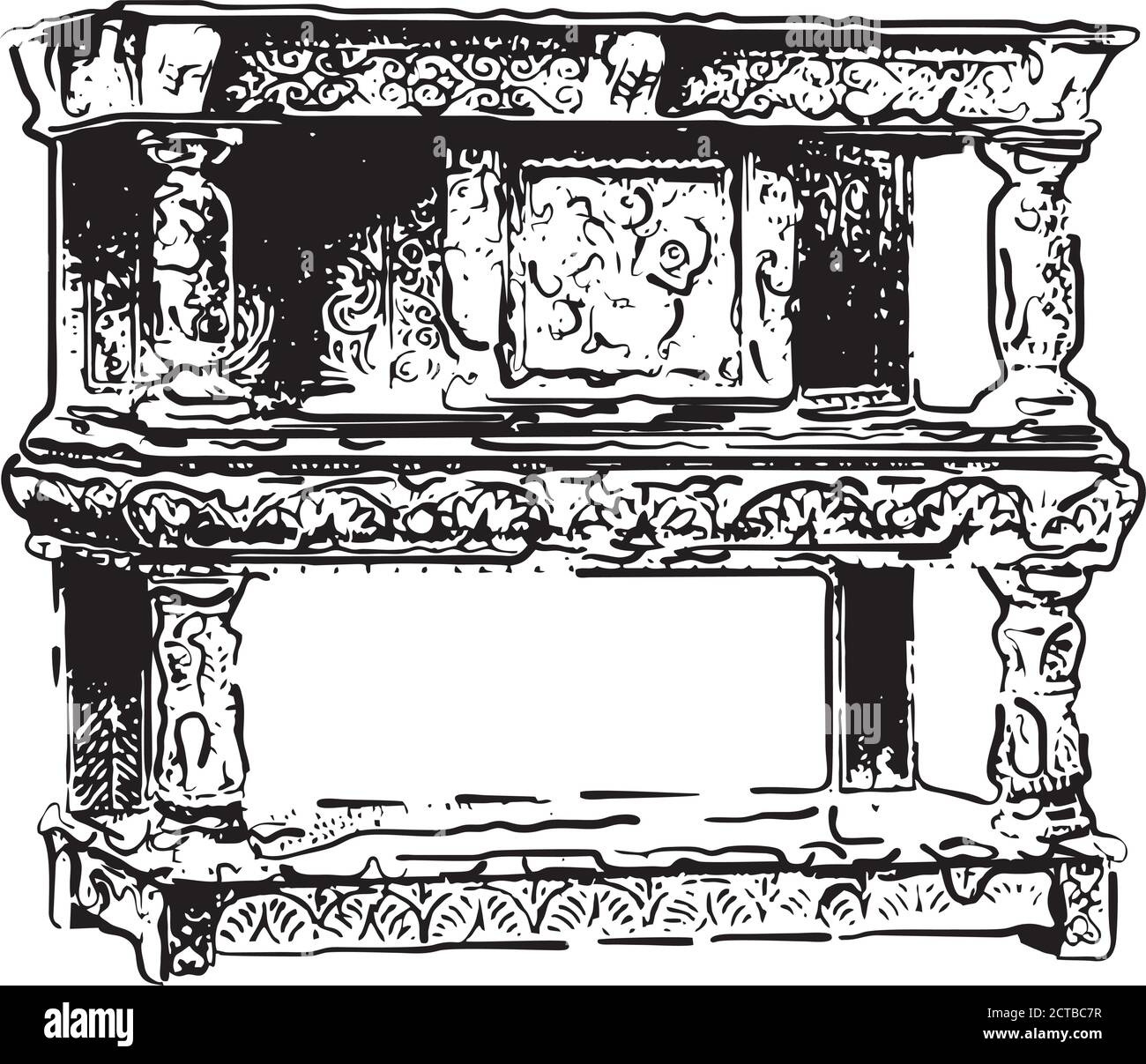 Illustrazione vettoriale di antico armadio da cucina della fine di 19 ° secolo Illustrazione Vettoriale