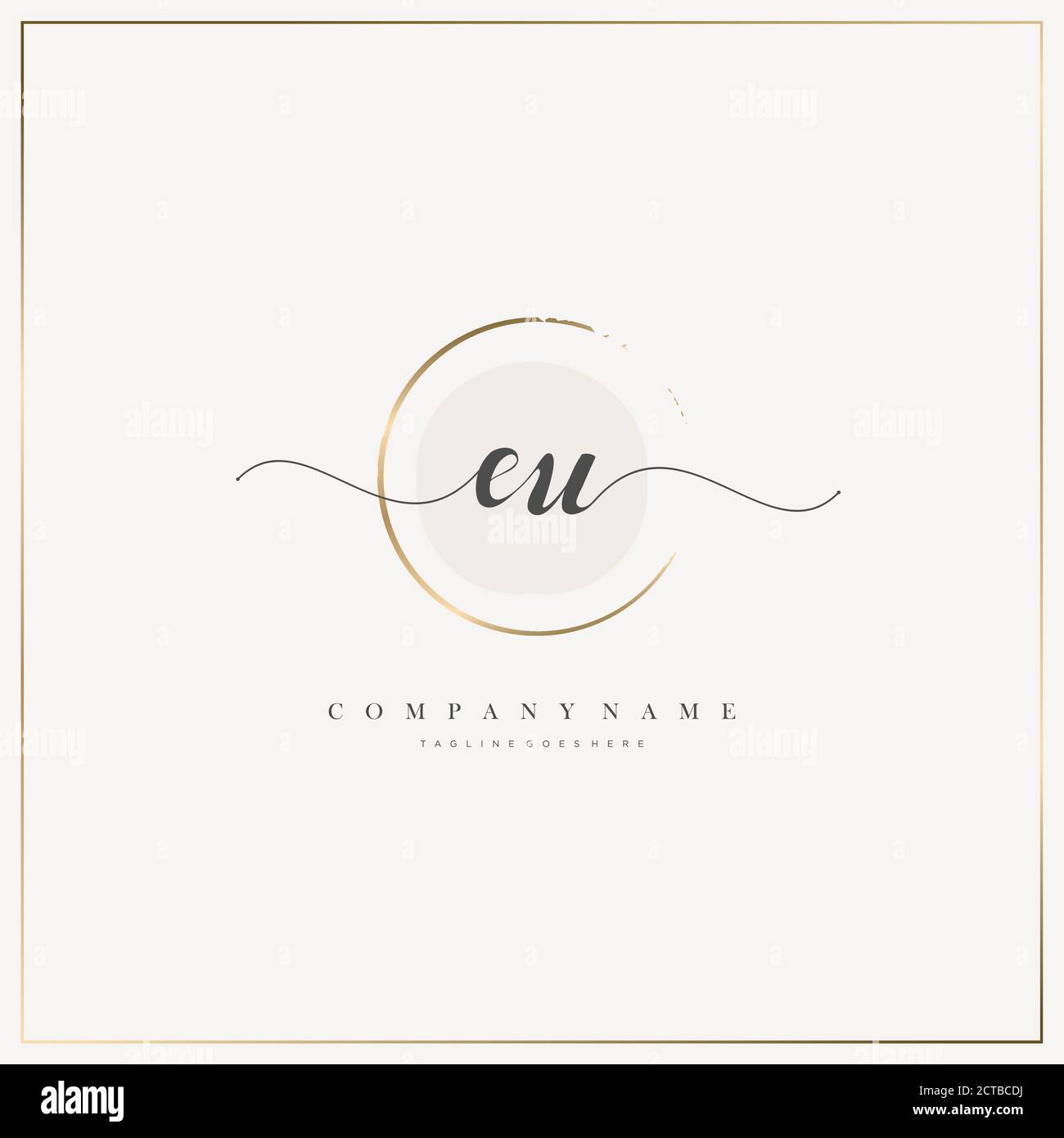 EU Initial Letter Handwriting logo modello disegnato a mano vettore, logo per bellezza, cosmetici, matrimoni, moda e business Illustrazione Vettoriale