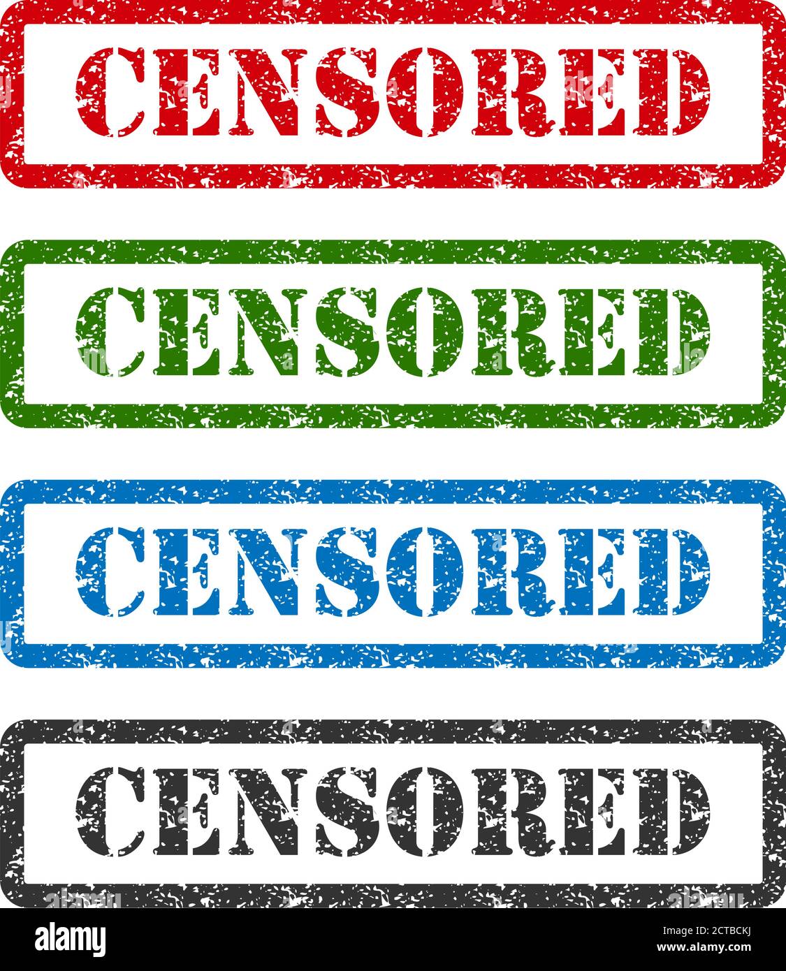 set di timbri in gomma censurati isolato su sfondo. Illustrazione Vettoriale
