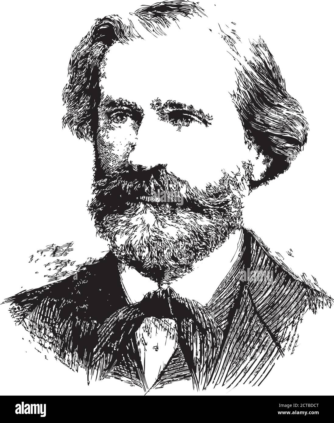 Ritratto vettoriale di Giuseppe Verdi. Giuseppe Fortunino Francesco Verdi (Giuseppe Verdi, 1813 – 1901) - un compositore italiano di spicco, il cui lavoro è o Illustrazione Vettoriale