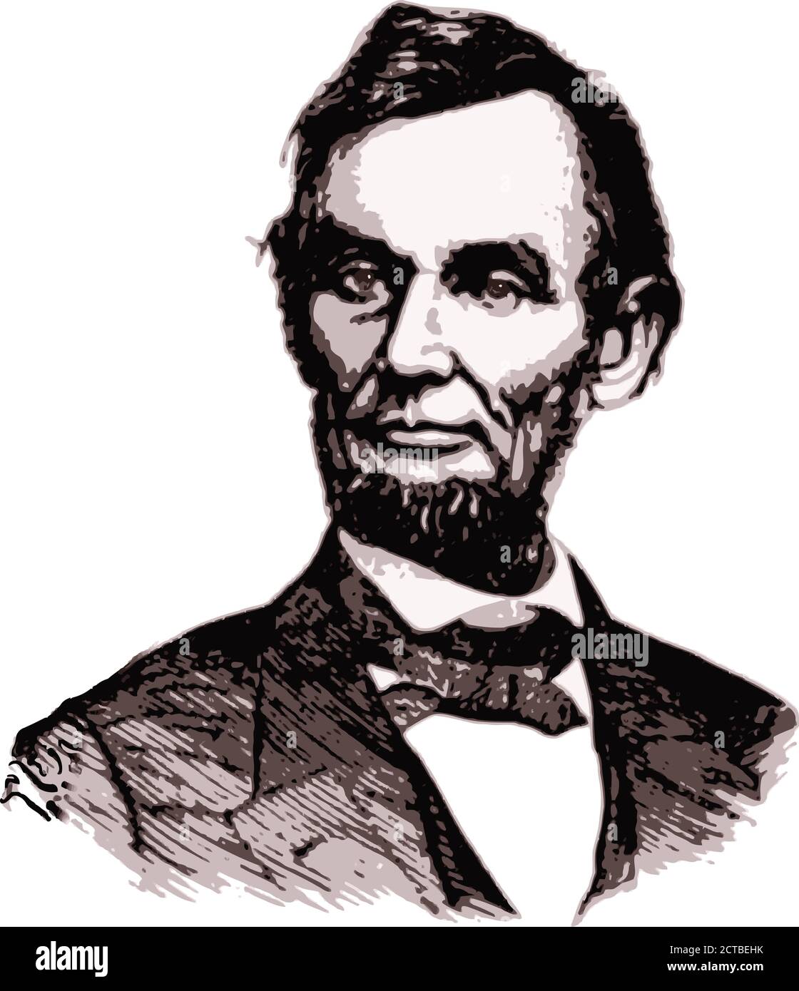 Ritratto vettoriale del presidente Abraham Lincoln. Abraham Lincoln (1809 – 1865) è stato uno statista e avvocato statunitense che ha ricoperto il ruolo di sedicesimo presidente della t Illustrazione Vettoriale